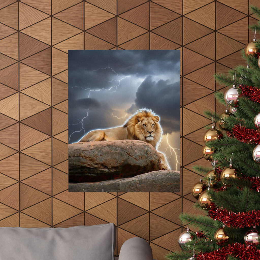 Dramatic Storm — Lion — Matte Poster