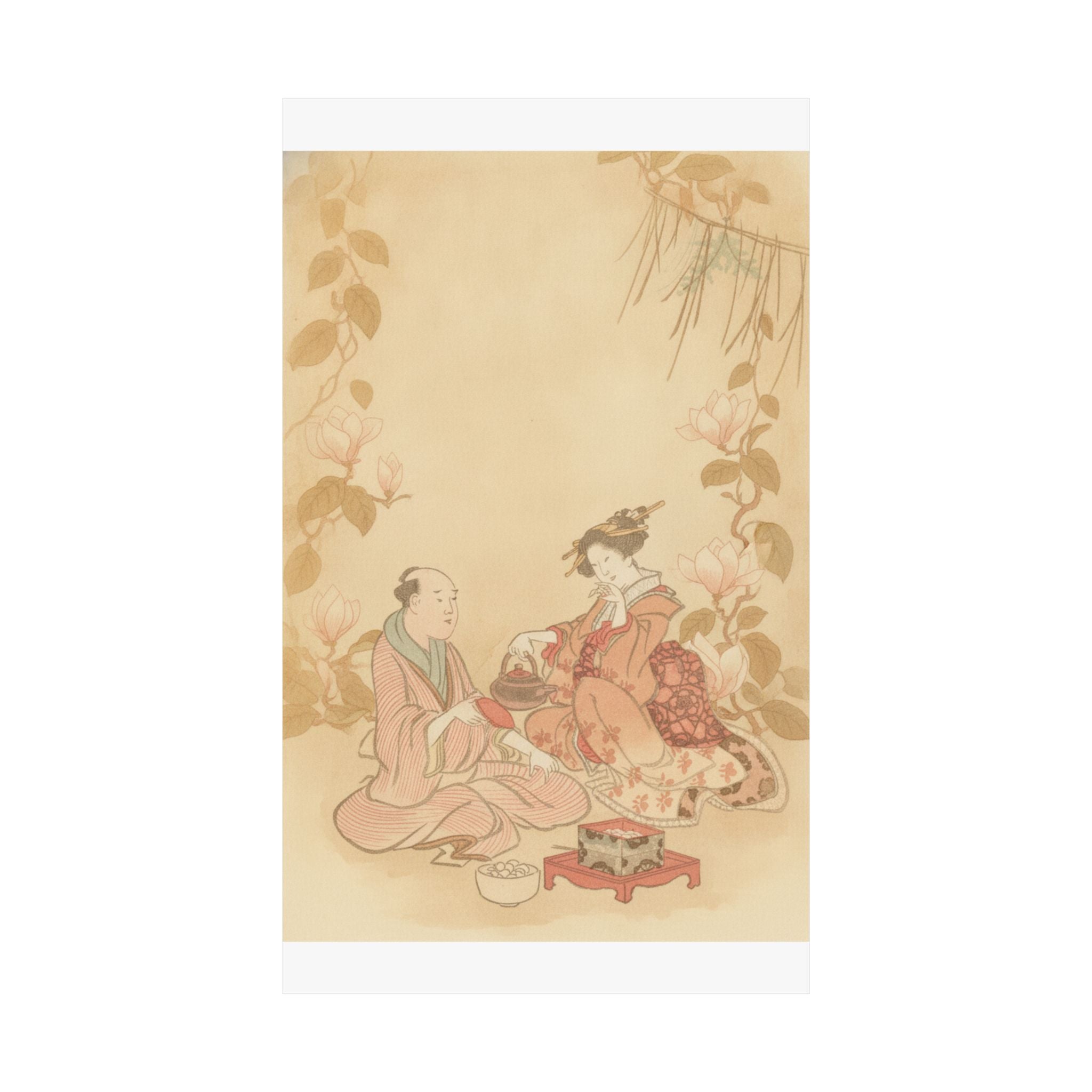 Southern Sunset — Woman Entertaining Her Guest With New Year Wine — Matte Poster