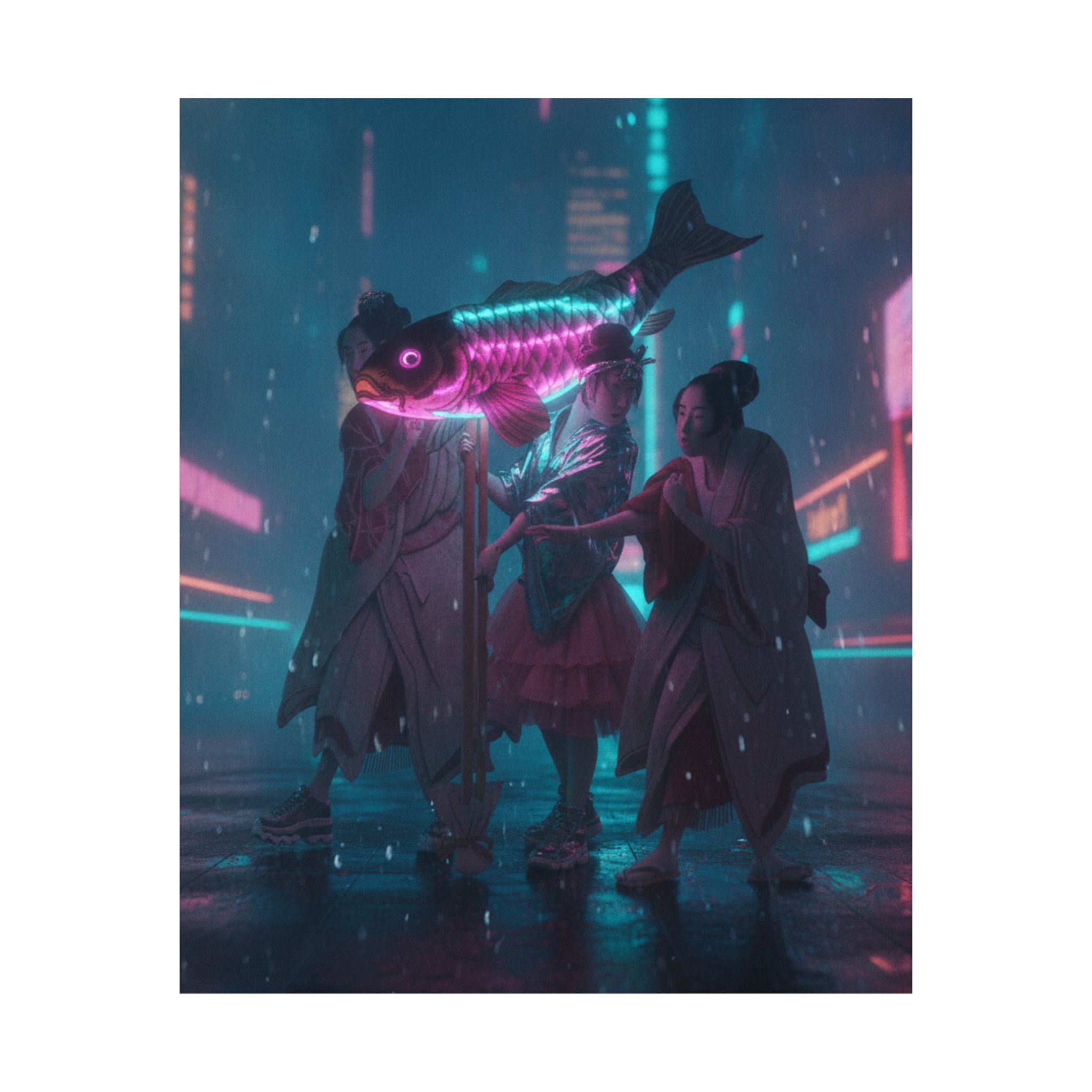 Neon Noir — Lantern Float — Matte Poster