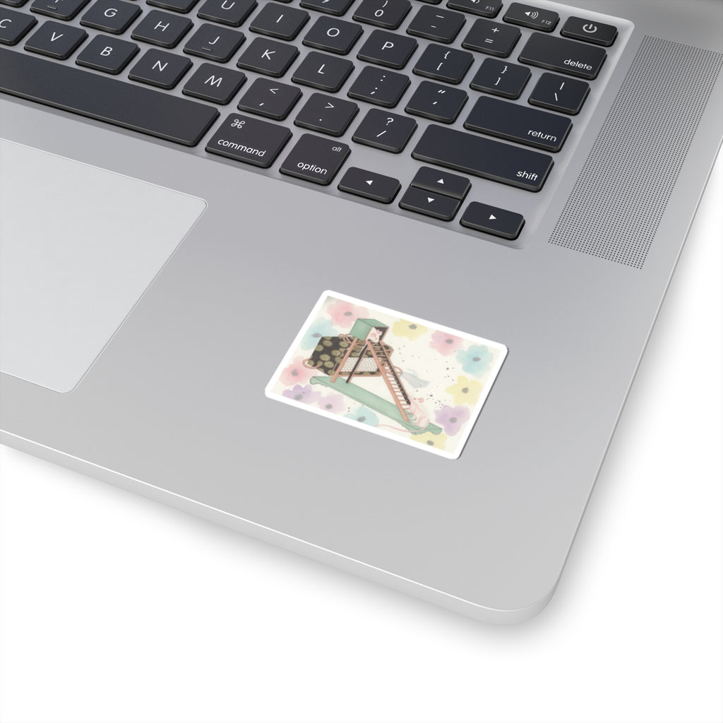 Watercolor — White Mice Playing — Kiss-Cut Sticker