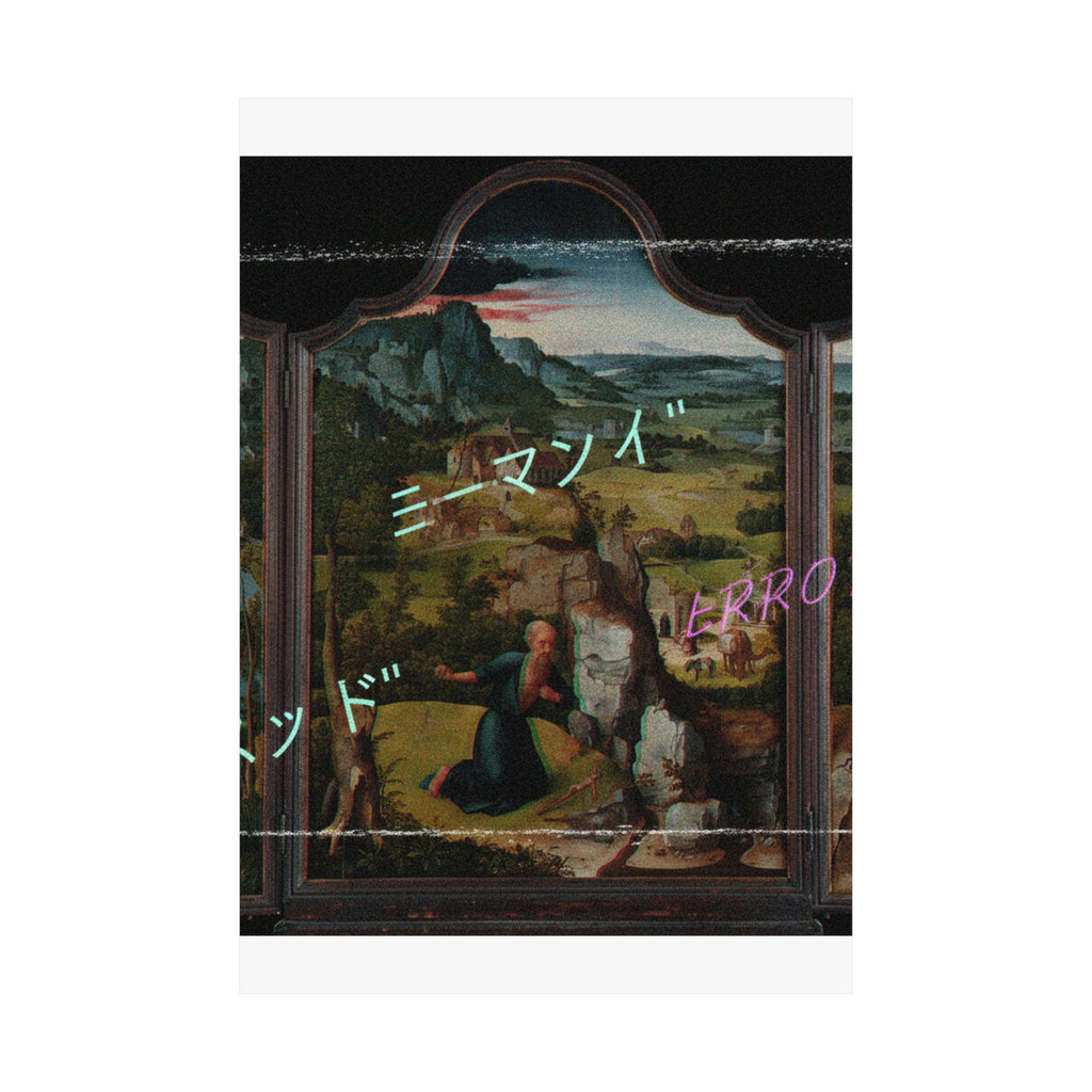 Glitched Renaissance Triptych Vaporwave ERROR Matte Poster