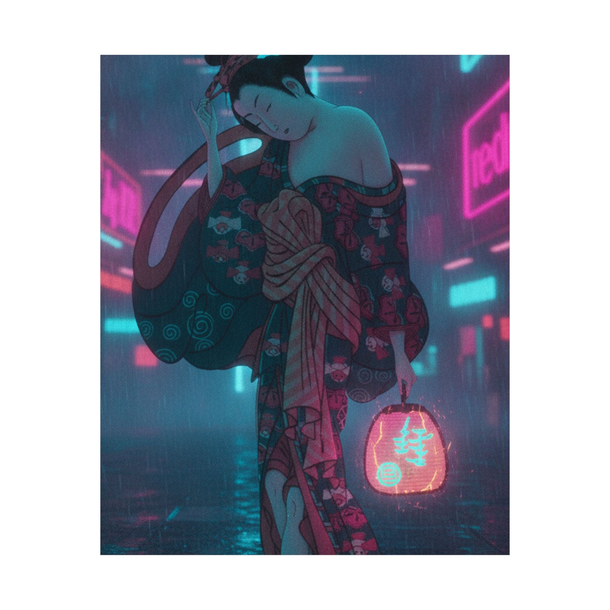 Neon Noir — Summer Willow In The Breeze — Matte Poster