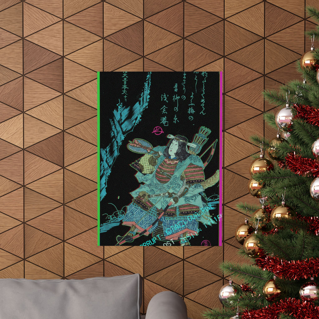 Glitch Culture — Female Warrior In Armor — Matte Poster