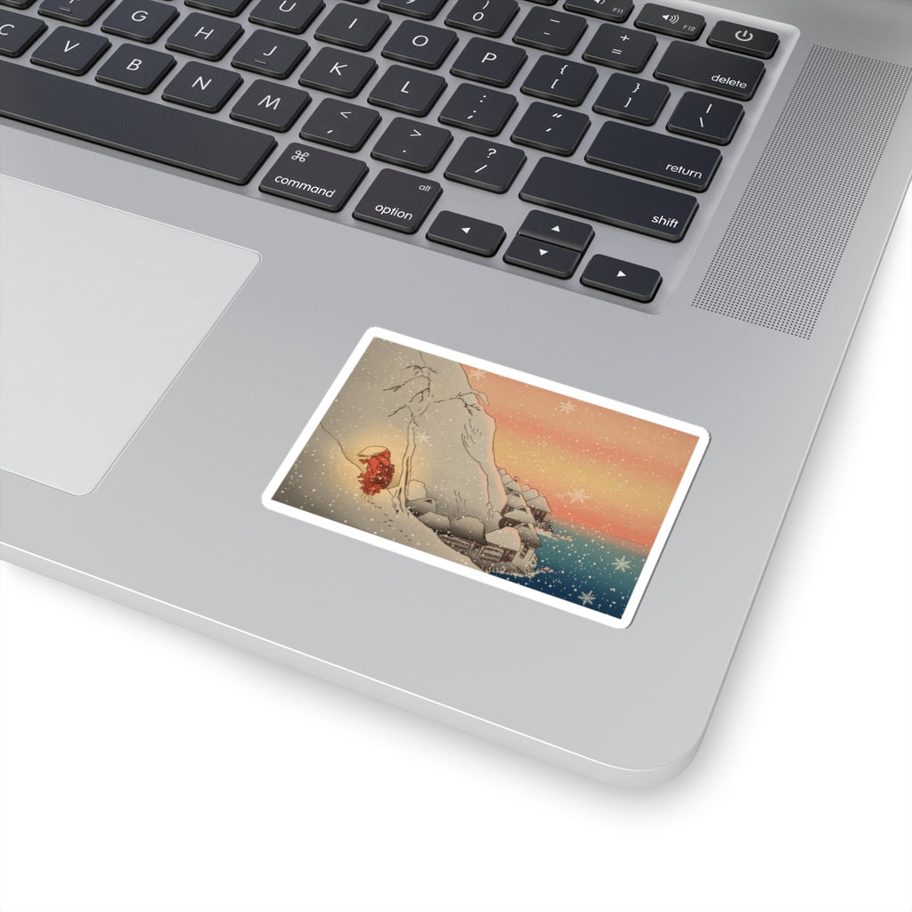 Southern Sunset — Nichiren In Snow At Tsukahara, Sodo Province — Kiss-Cut Sticker