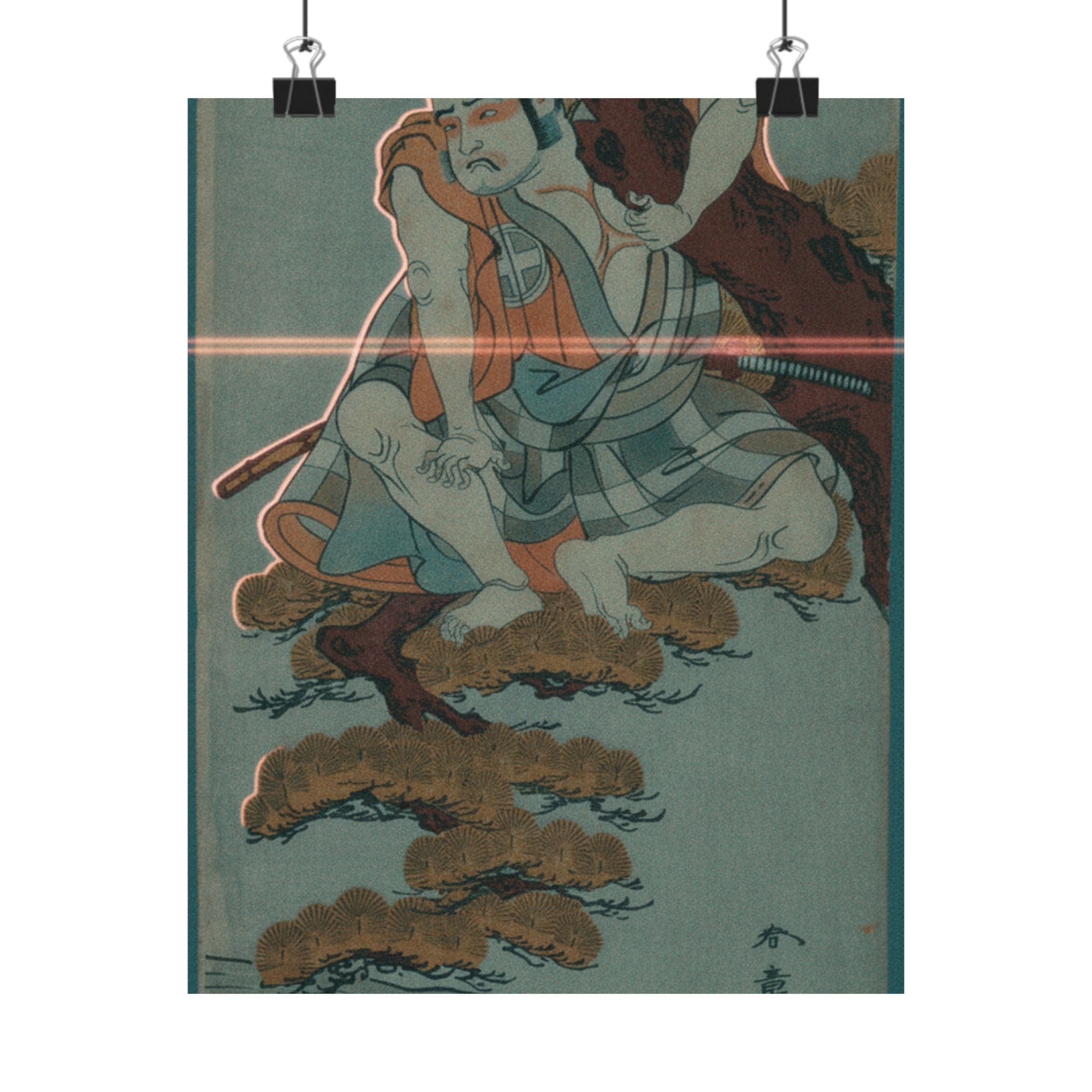 Cinematic — The Actor Otani Hiroemon Iii Watching From The Branches Of A Pine Tree Overhangi — Matte Poster