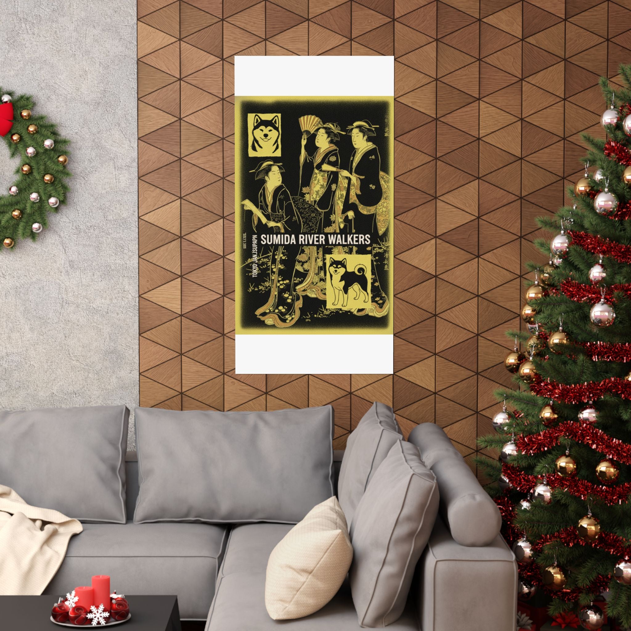 Streetwear Collage — Three Young Women Strolling On The Bank Of The Sumida River — Matte Poster