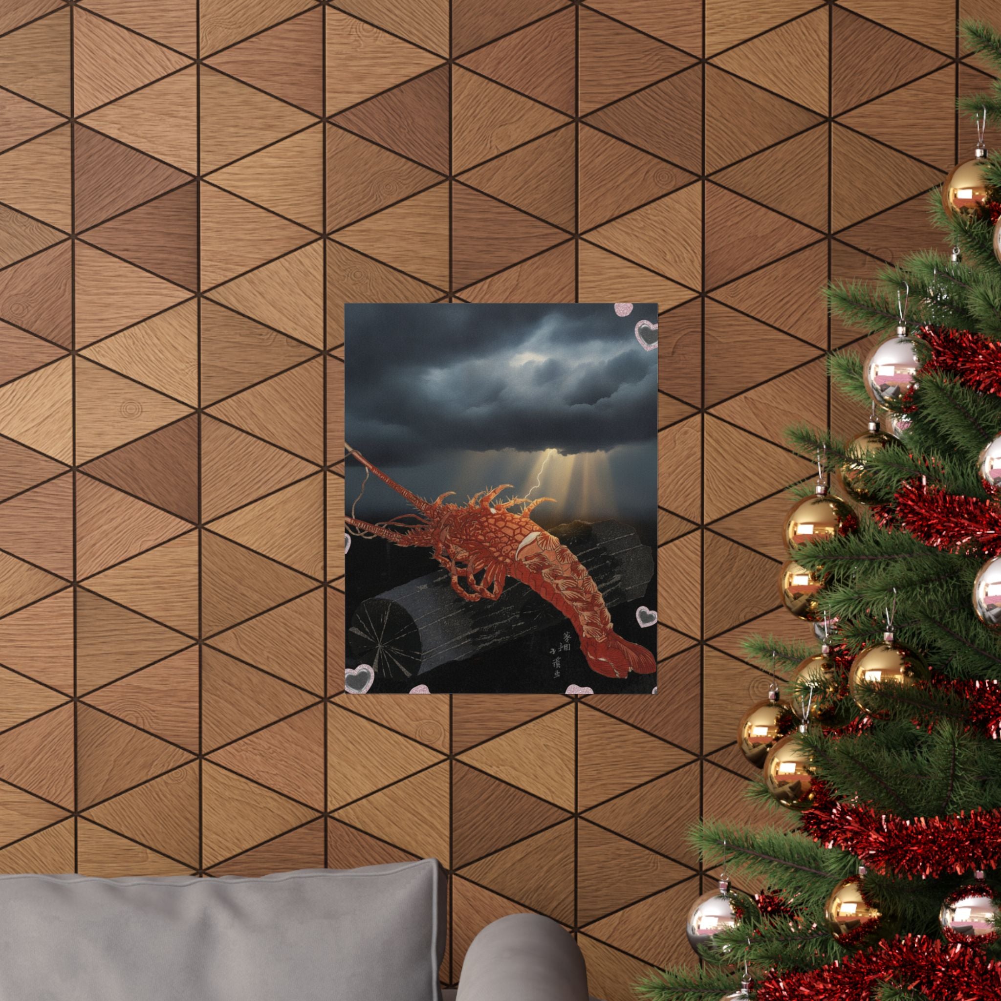 Dramatic Storm — Lobster On A Piece Of Charcoal — Matte Poster