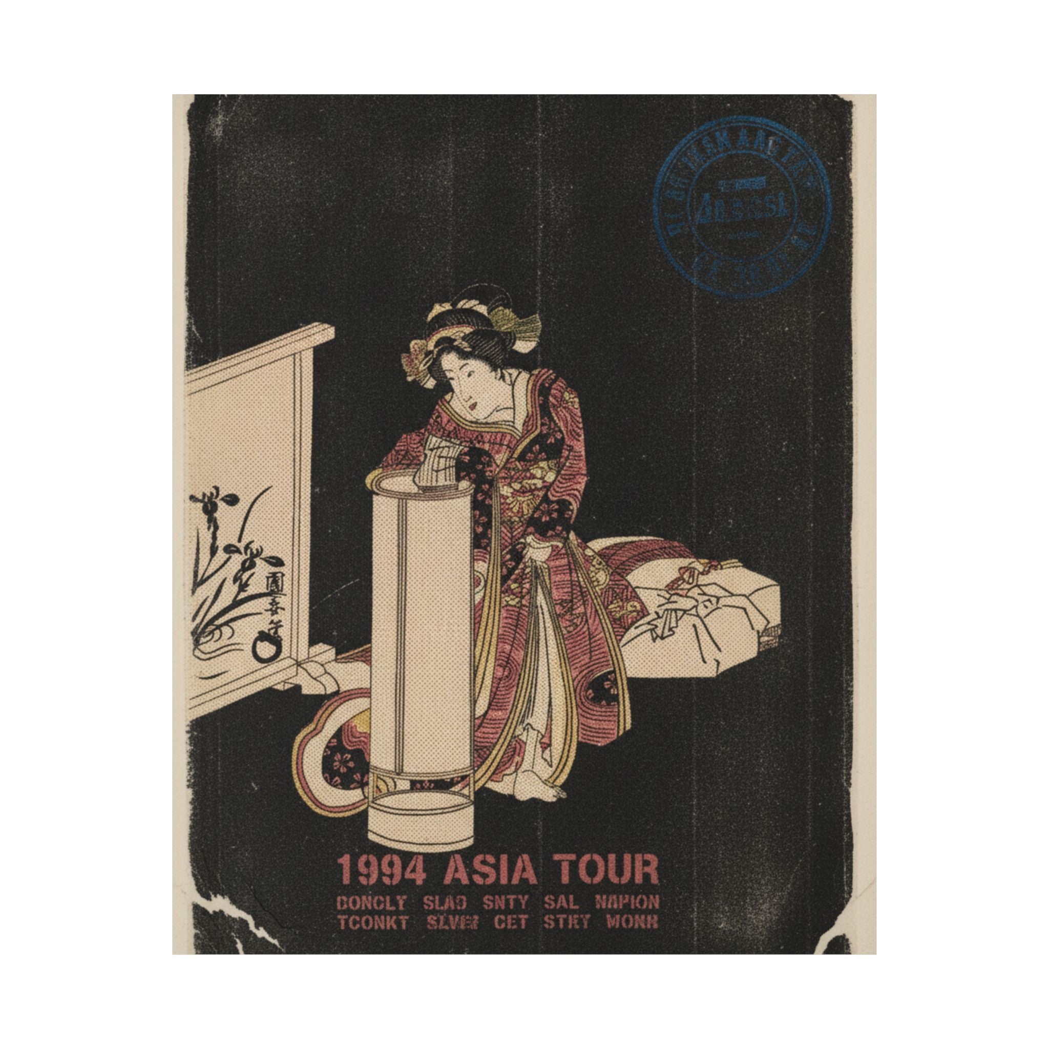 Vintage Bootleg — Young Woman Leaning Over A Tall Lamp — Matte Poster