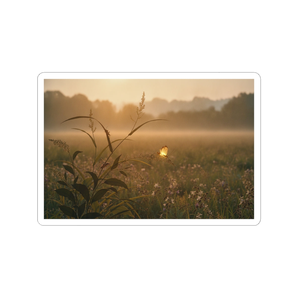 Scenic Nature — Tree Cricket (Matsumushi); Firefly (Hotaru), From The Picture Book Of Crawling C — Kiss-Cut Sticker