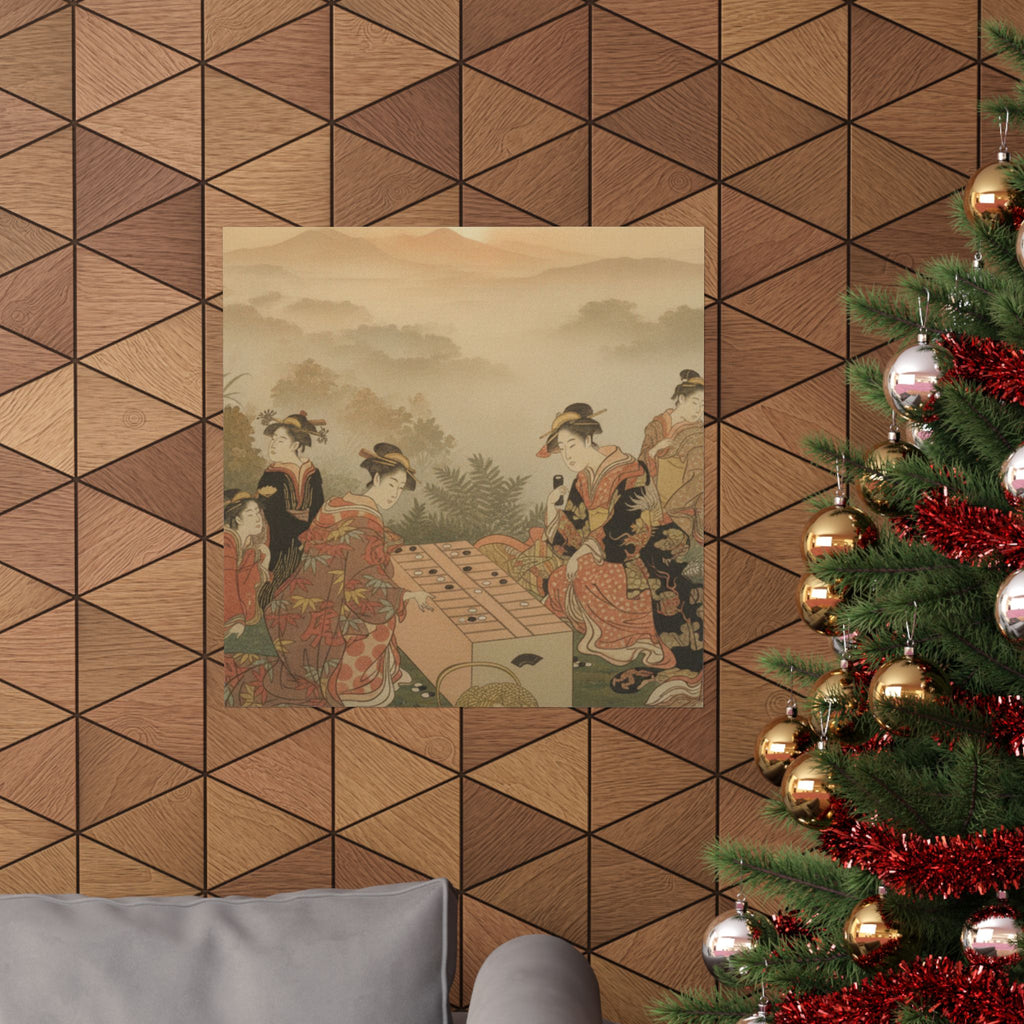Scenic Nature — Two Young Women Playing A Game Of Sugoroku — Matte Poster