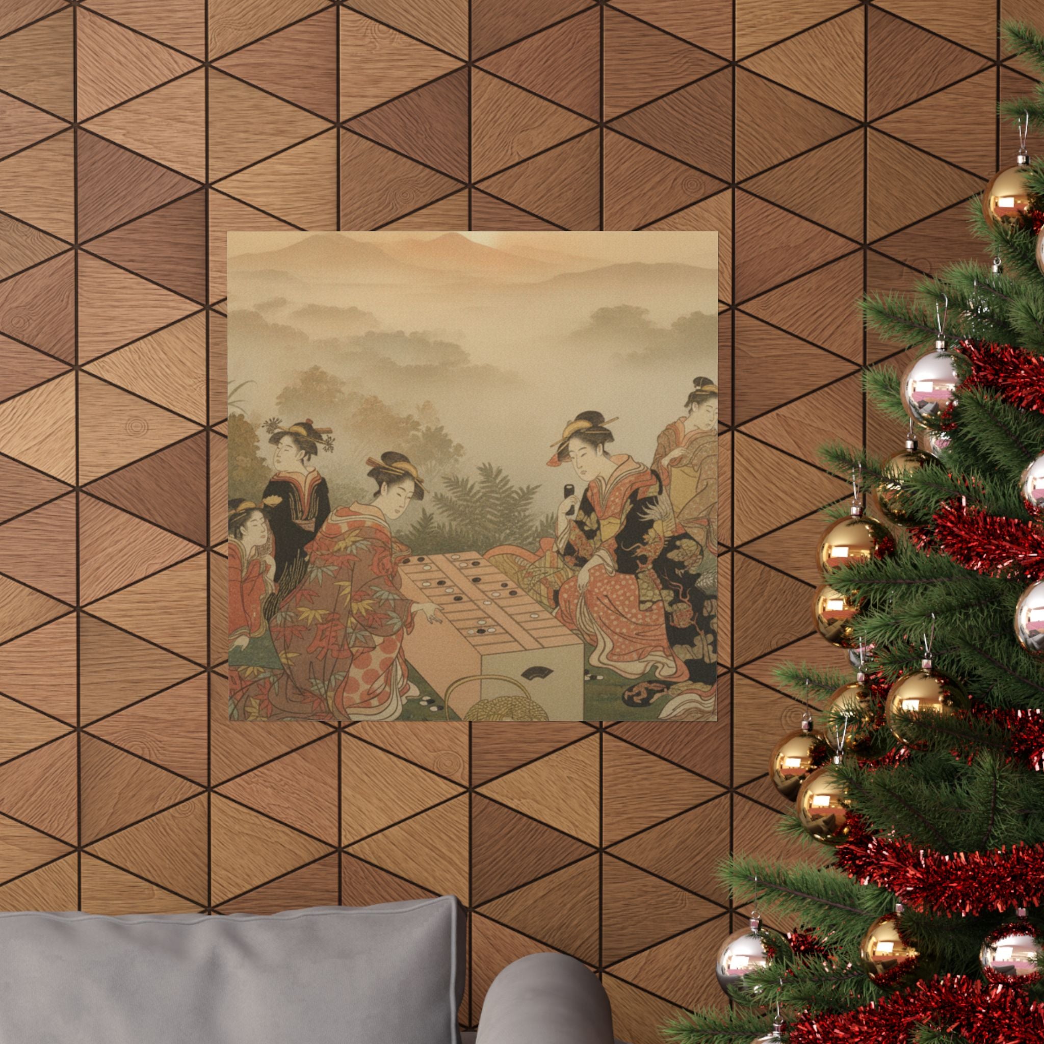 Scenic Nature — Two Young Women Playing A Game Of Sugoroku — Matte Poster
