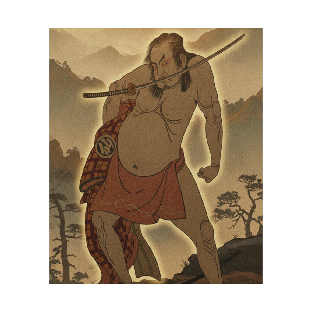 Scenic Nature — The Second Nakamura Sukegoro As A Man Entirely Nude Save For Loin Cloth — Matte Poster