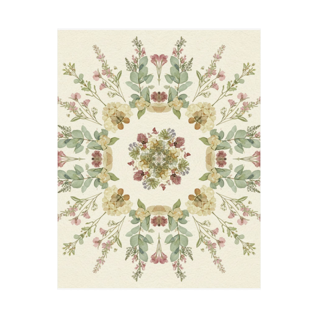 Pressed Wildflower Symmetry Cottagecore Botanical Poster