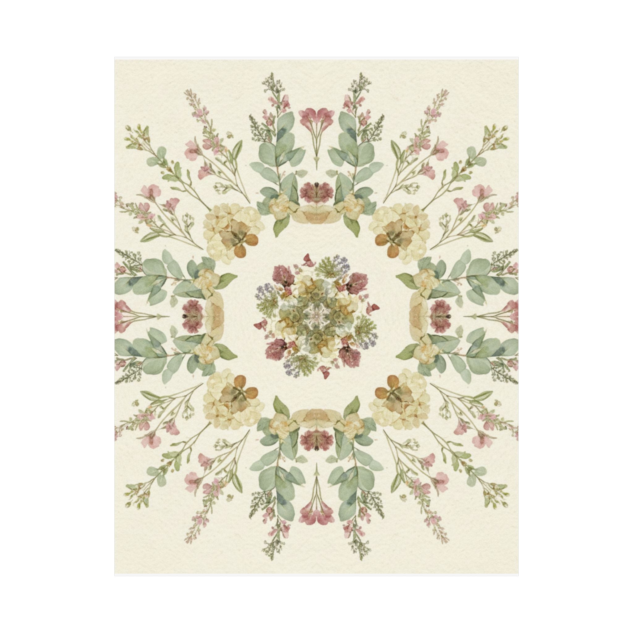 Pressed Wildflower Symmetry Cottagecore Botanical Poster