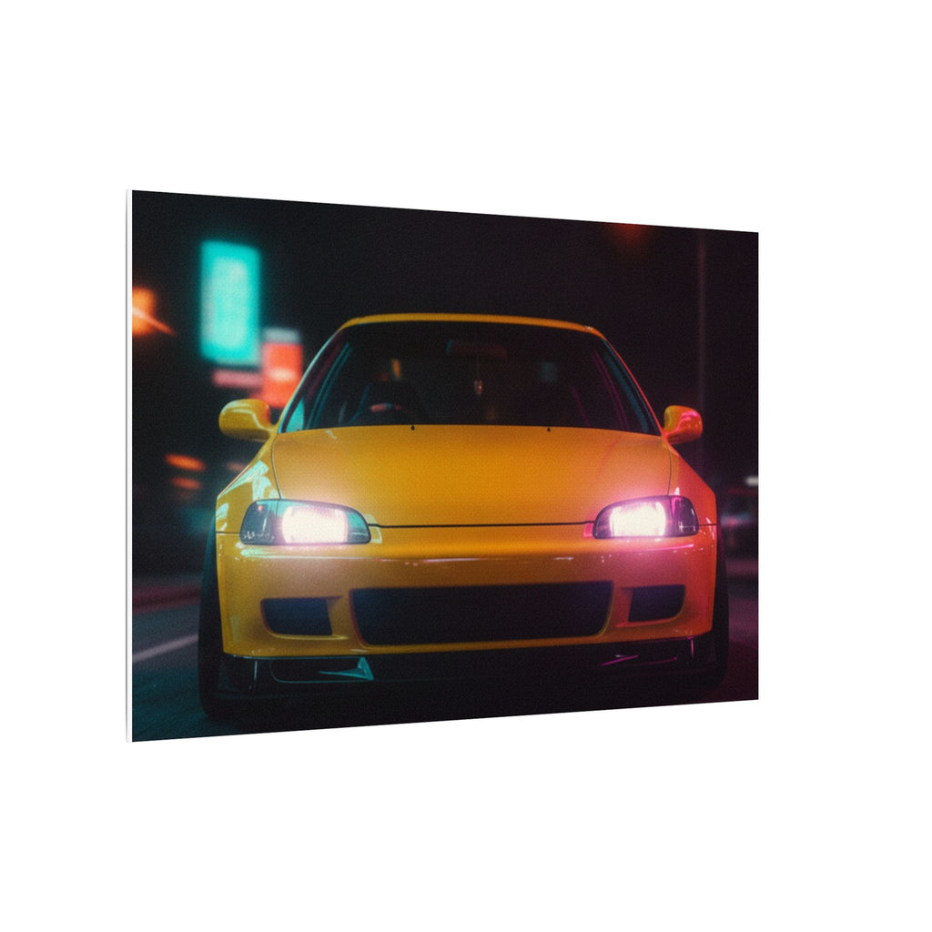 Neon Night JDM Yellow Coupe Street Matte Canvas