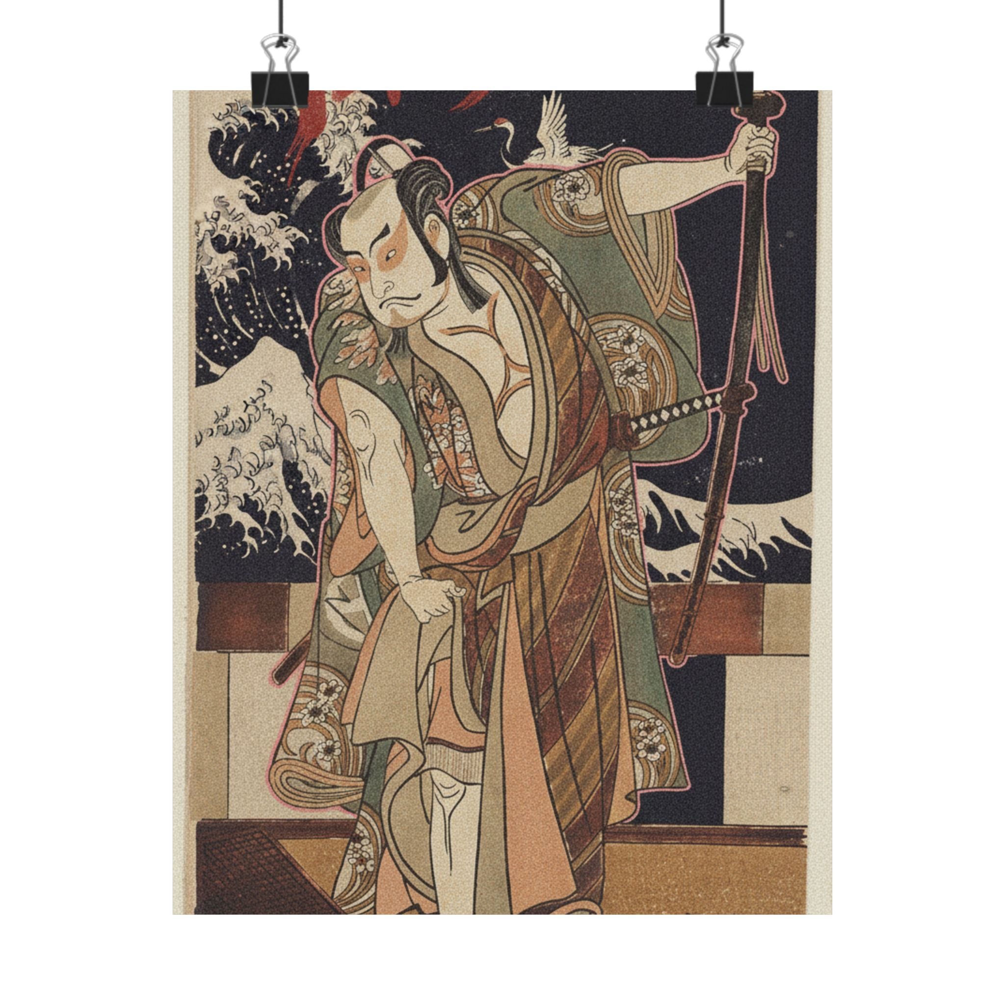 Japanese Street — The Third Otani Hiroji As A Samurai Of High Rank Standing In A Room — Matte Poster