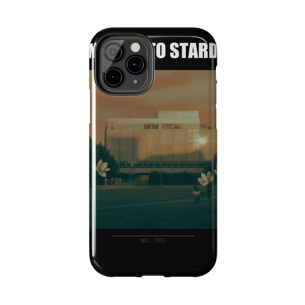 Dusk Brutalist Building and Daisies Photo Phone Case