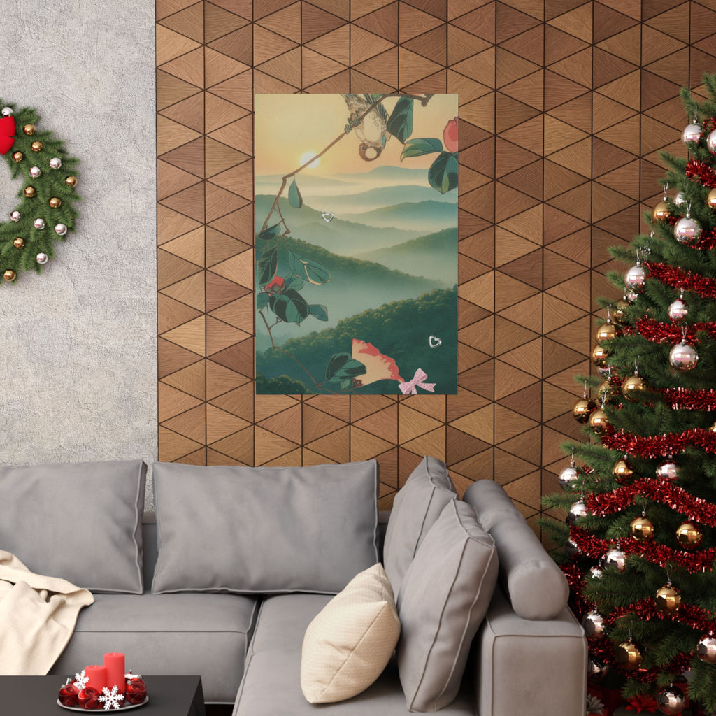 Scenic Nature — Camellia And Bullfinch — Matte Poster