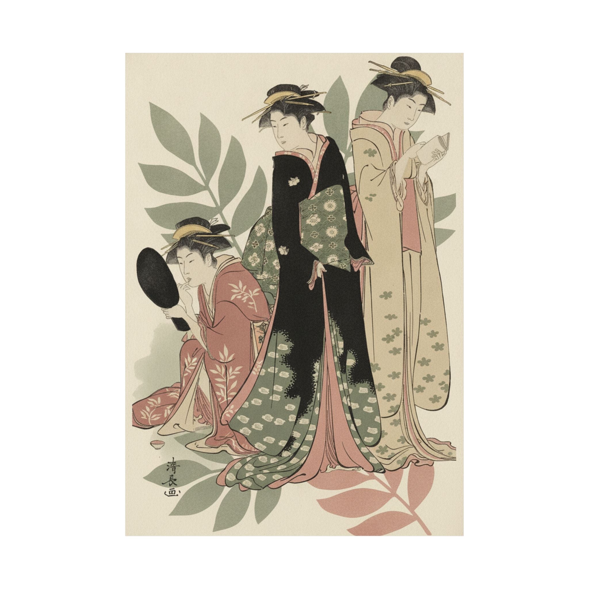 Botanical — Three Geishas Of Tachibana Street In Their Room — Matte Poster