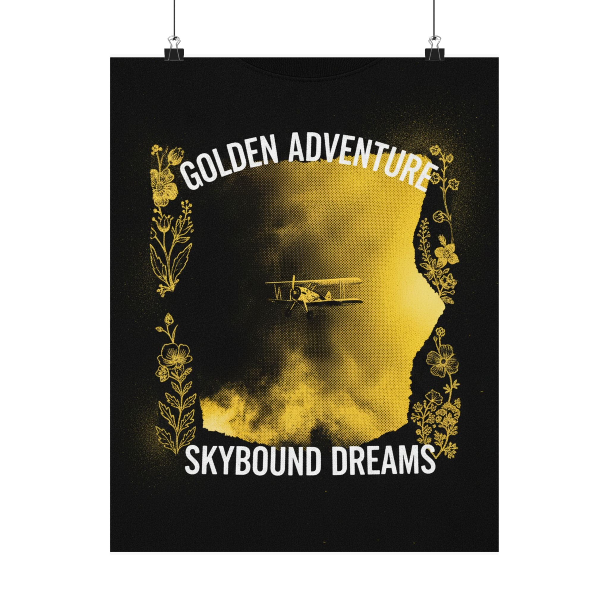 Golden Adventure Skybound Dreams Biplane Art Poster