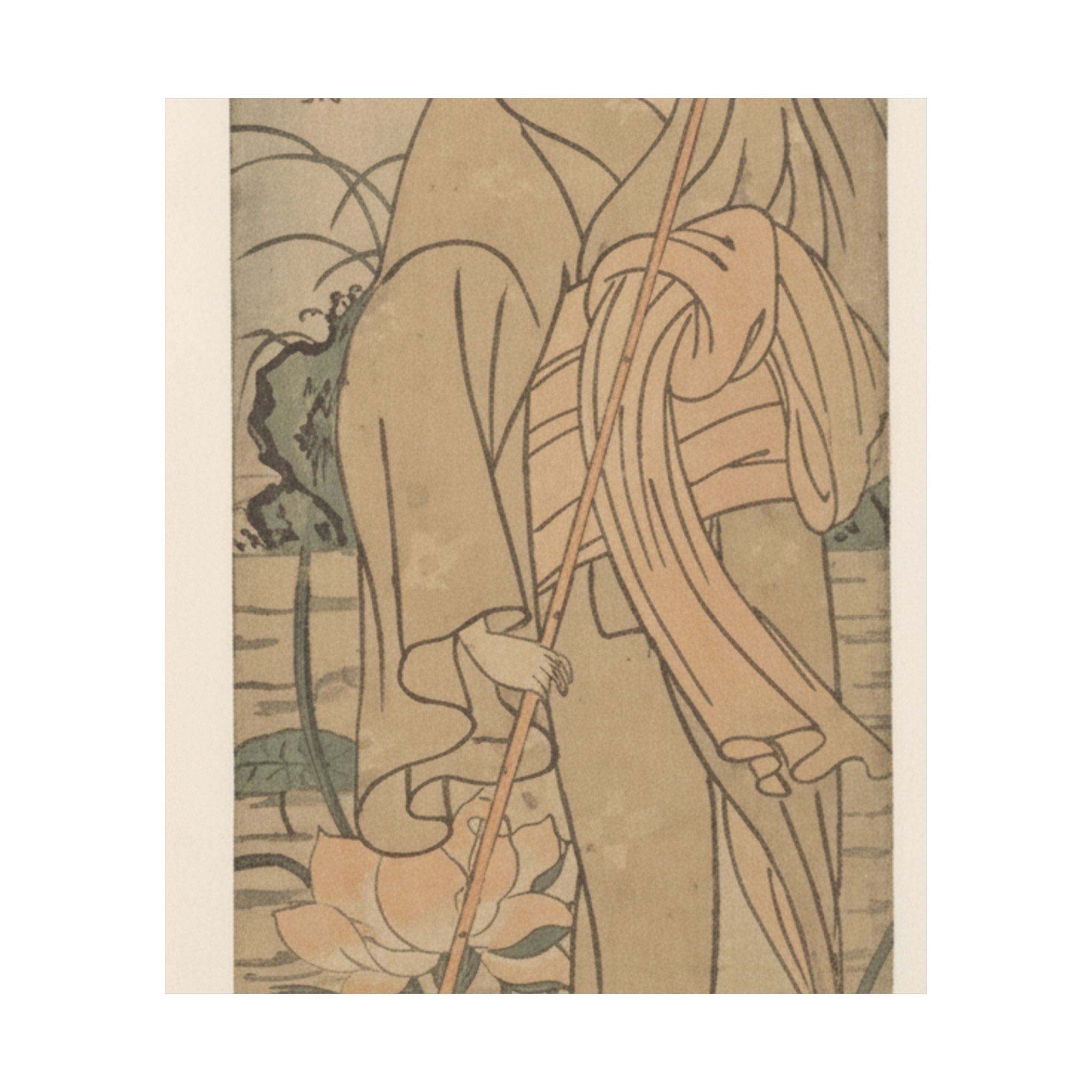 Ecommerce Main — Young Woman Poling Herself In A Boat Among Pond Lilies — Matte Poster