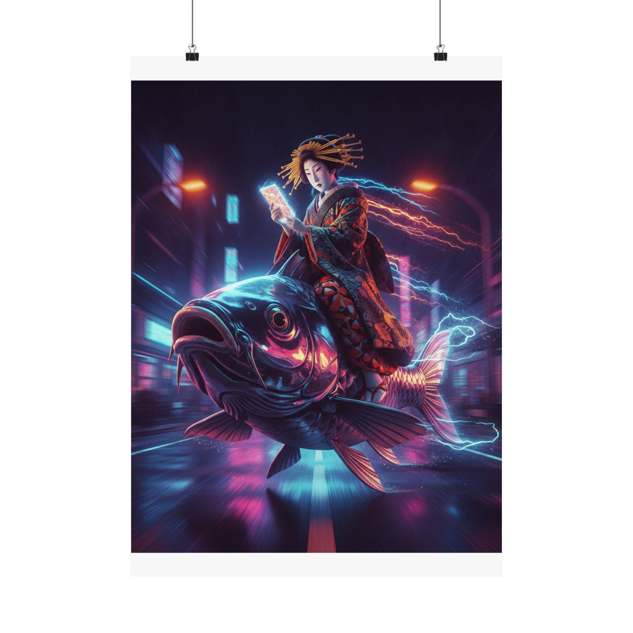 Fast Furious — Courtesan Seated On A Carp — Matte Poster
