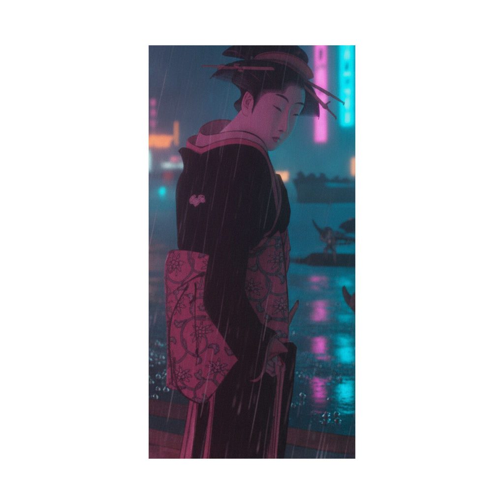 Neon Noir — Young Lady By The Shore — Matte Poster
