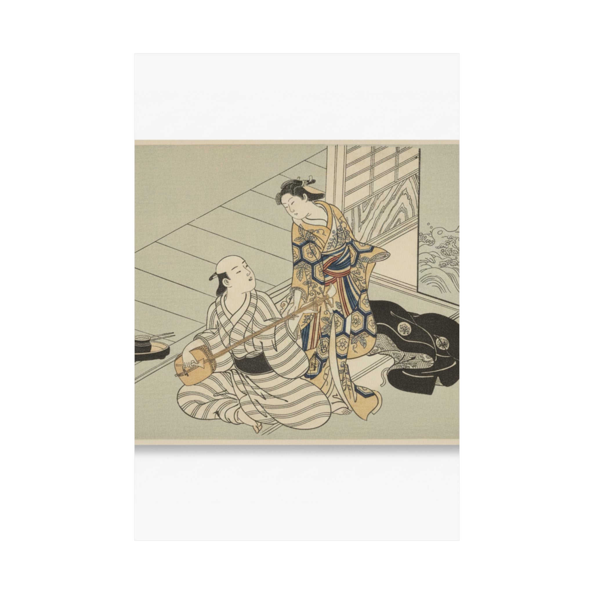 Ecommerce Main — Lady Interrupting Her Lover, Who Is Playing The Shamisen — Matte Poster