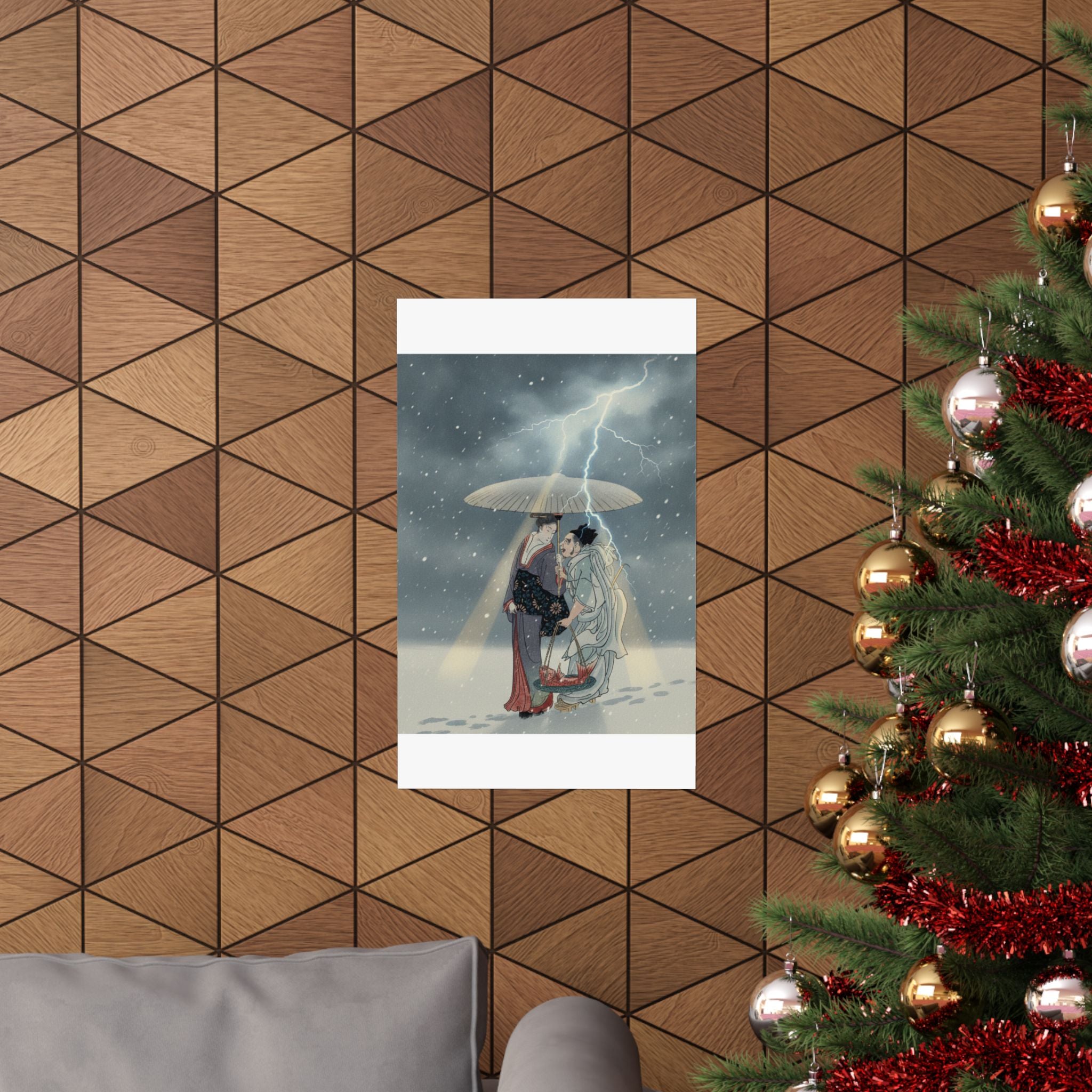 Dramatic Storm — Ebisu And Benten Walking In The Snow — Matte Poster