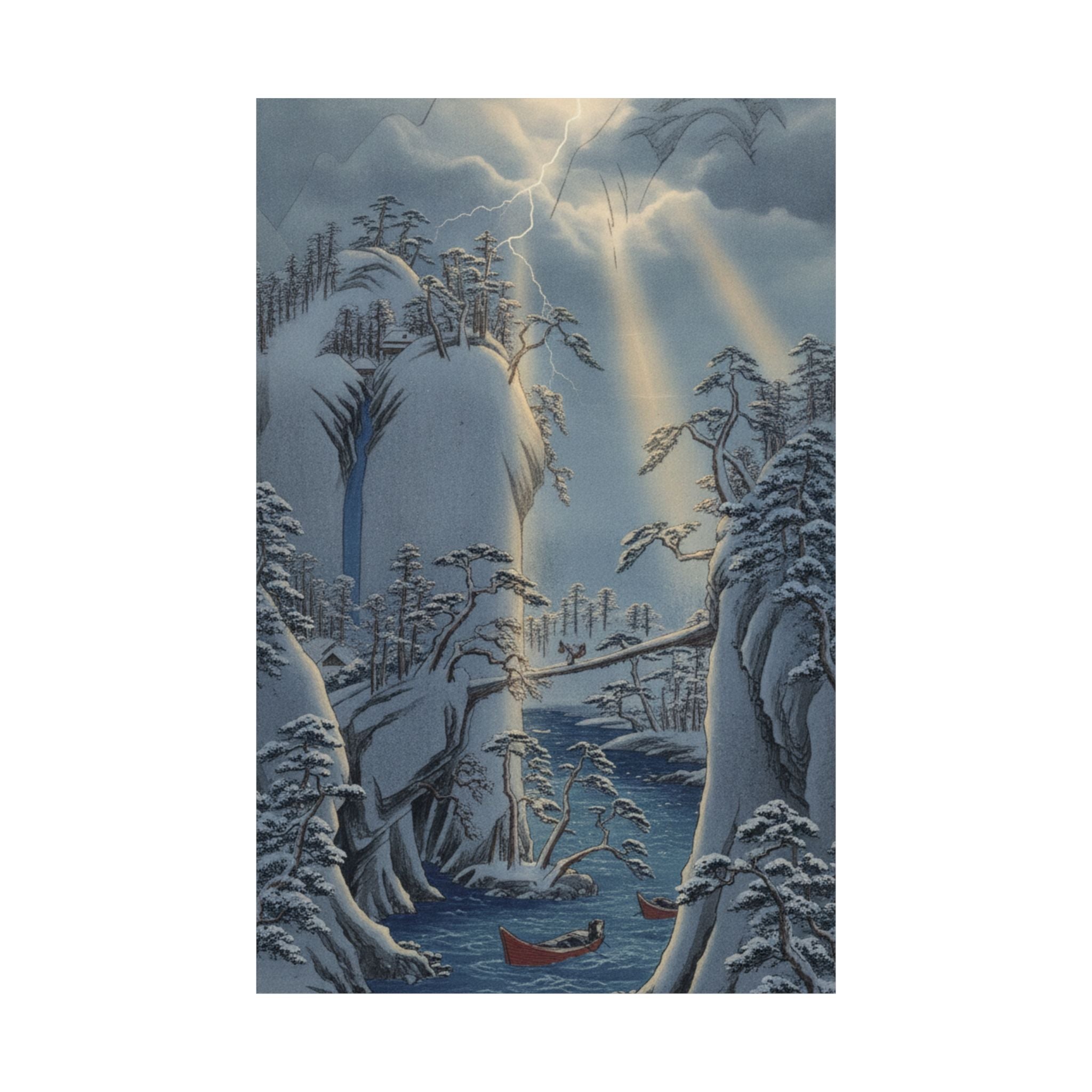 Dramatic Storm — River Gorge In Snow — Matte Poster