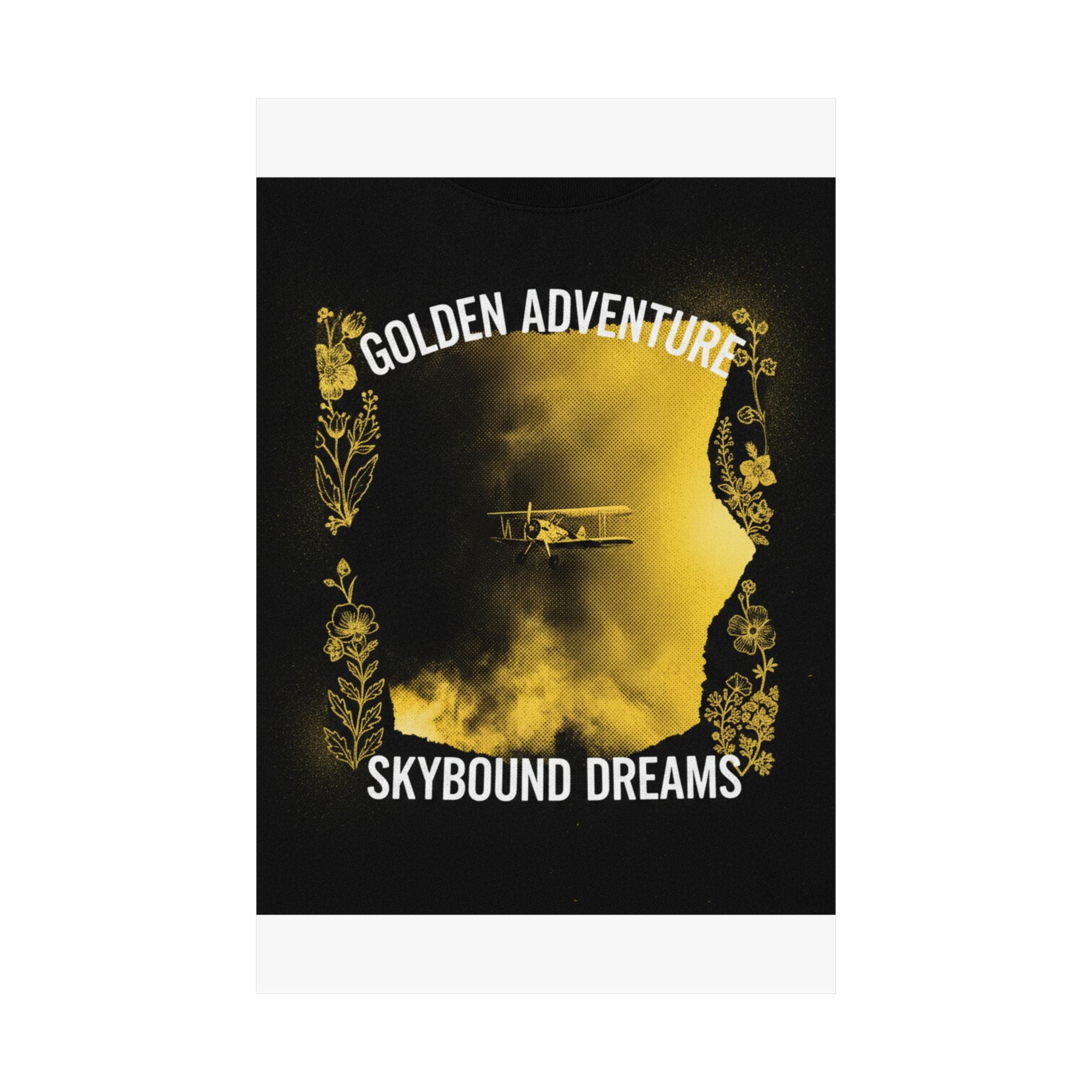 Golden Adventure Skybound Dreams Biplane Art Poster