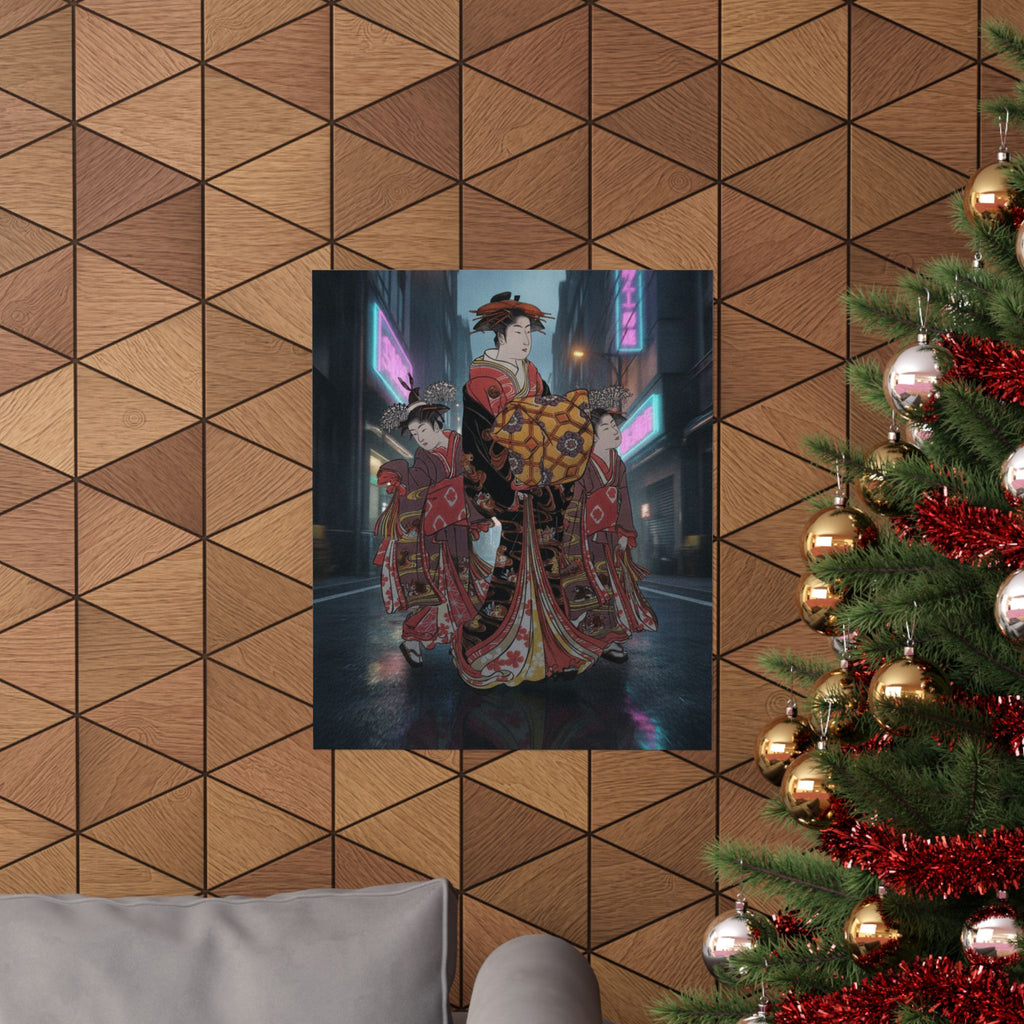 Fast Furious — An Oiran Accompanied By Two Kamuro — Matte Poster
