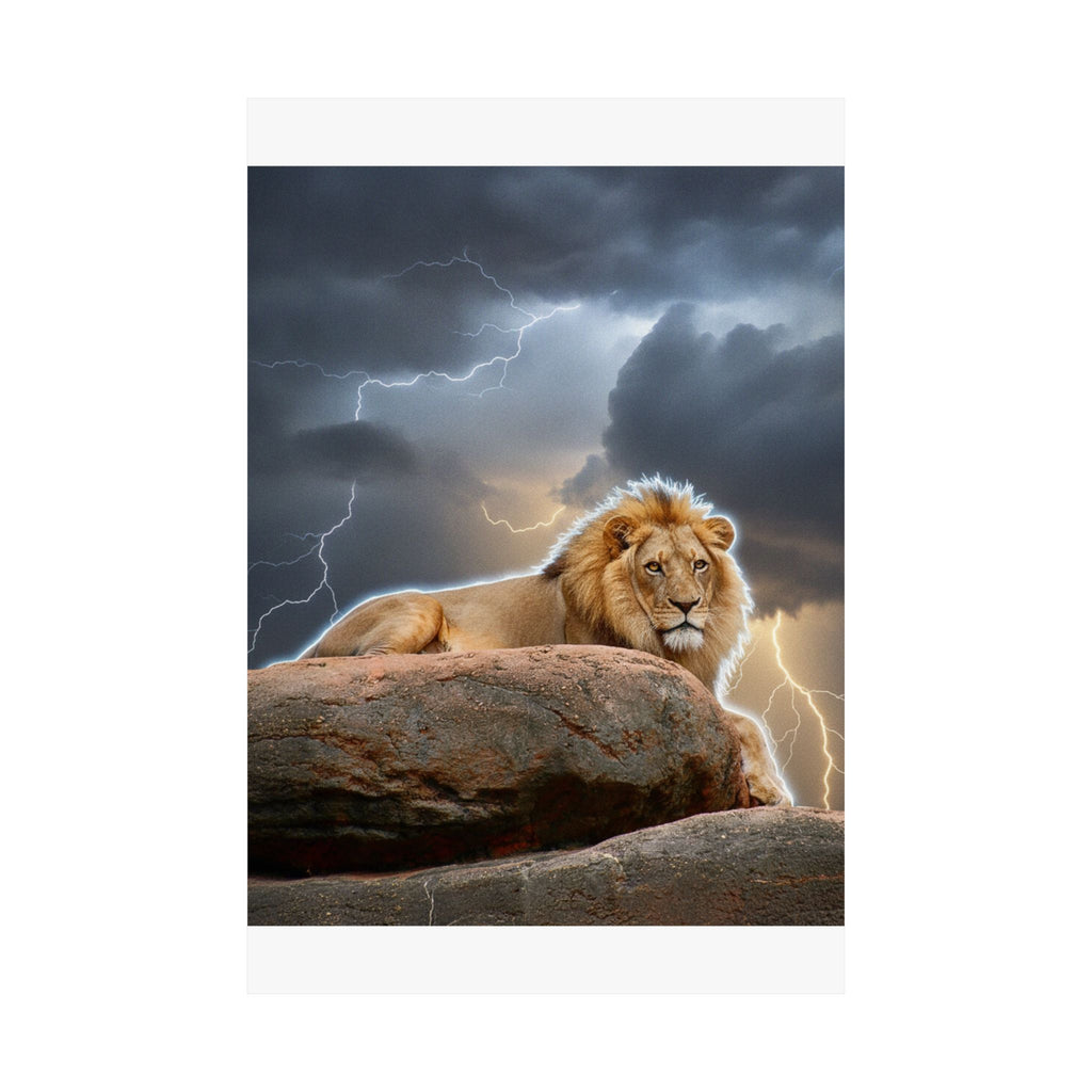 Dramatic Storm — Lion — Matte Poster