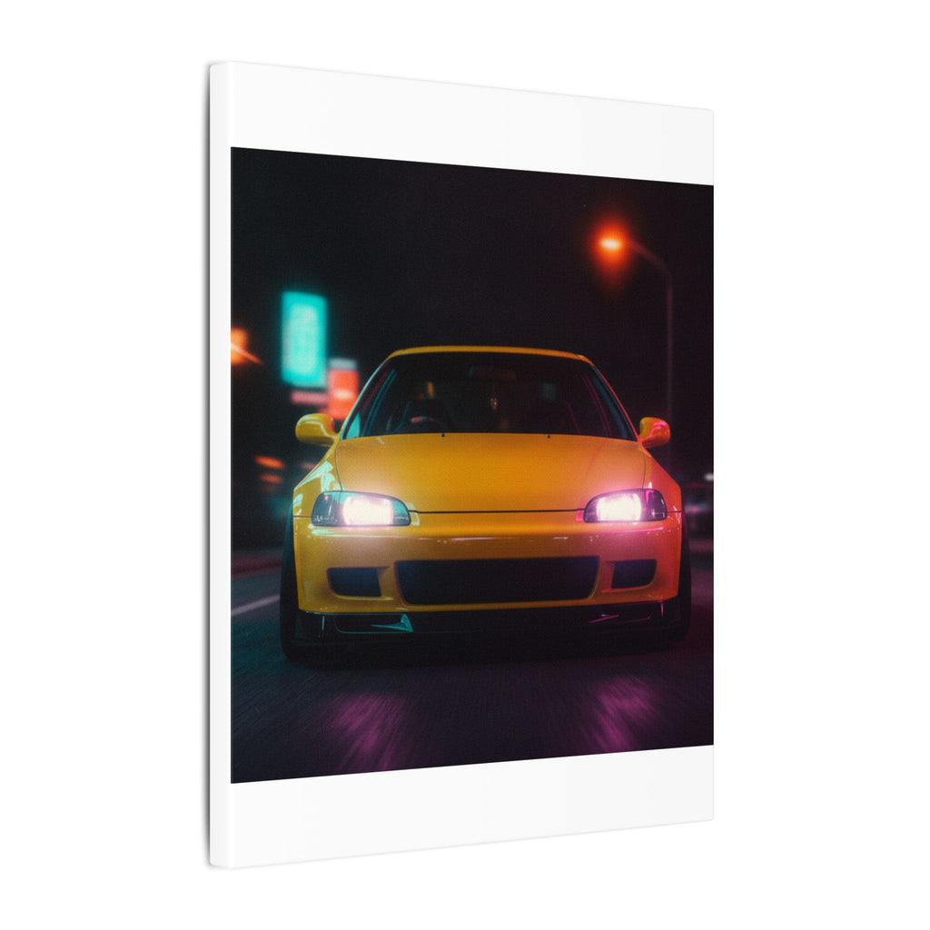 Neon Night JDM Yellow Coupe Street Matte Canvas