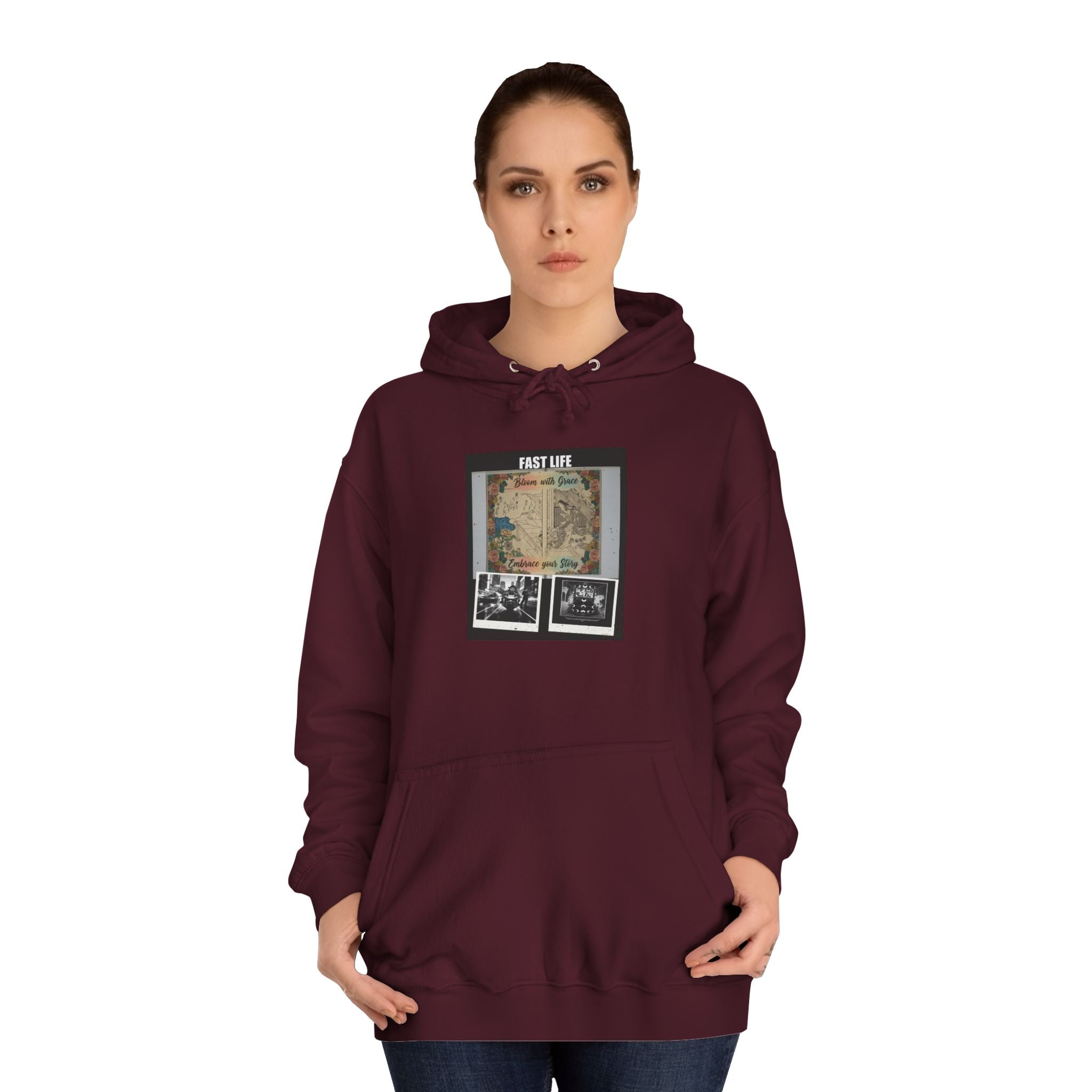 FAST LIFE Vintage Floral Collage Poster Hoodie