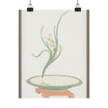 Watercolor — Flower Arrangement Of Suisen (Narcissus) In A Flat Green Dish — Matte Poster