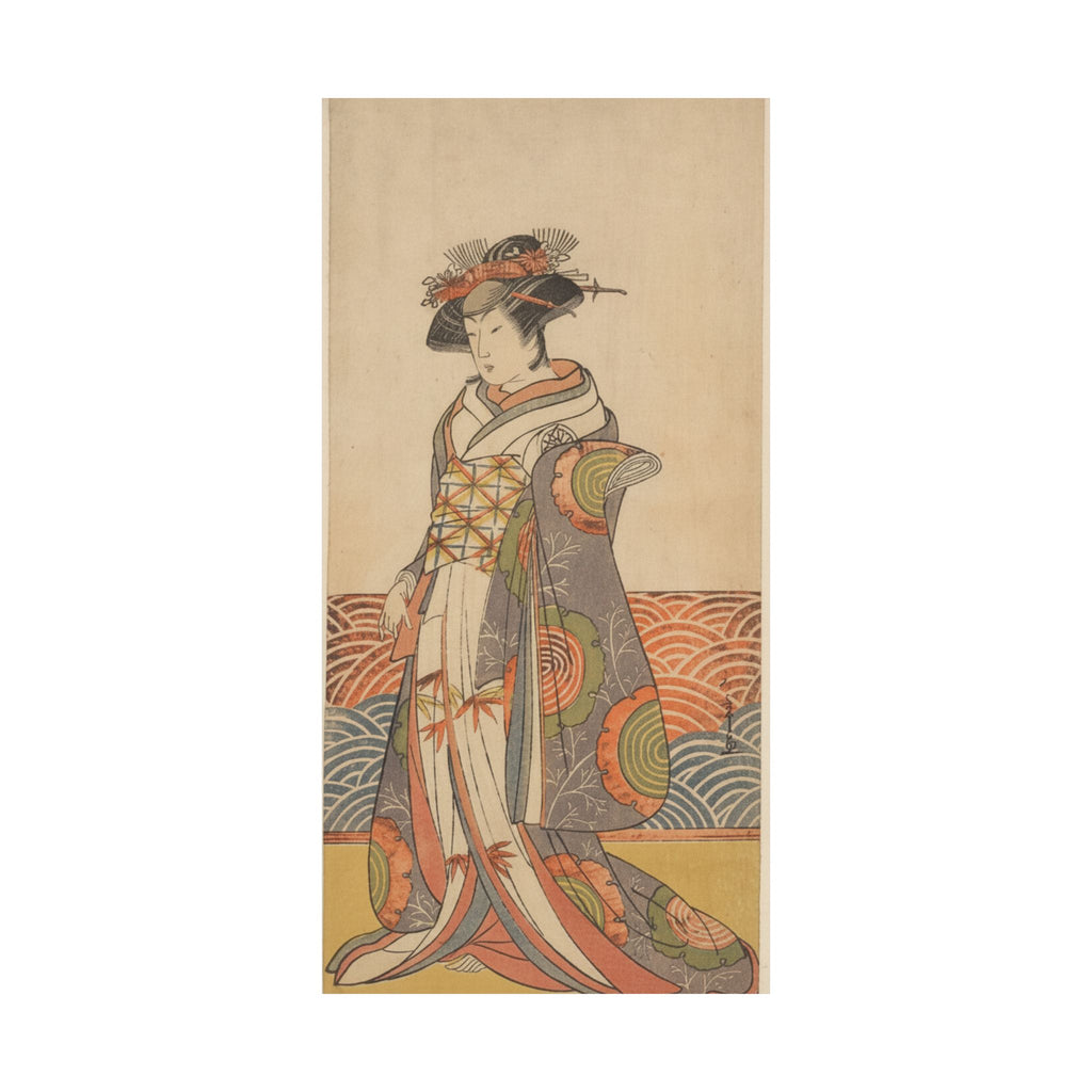 Product Marketing — The Third Segawa Kikunojo As A Woman Standing In A Room Having A Wave-Pattern Da — Matte Poster