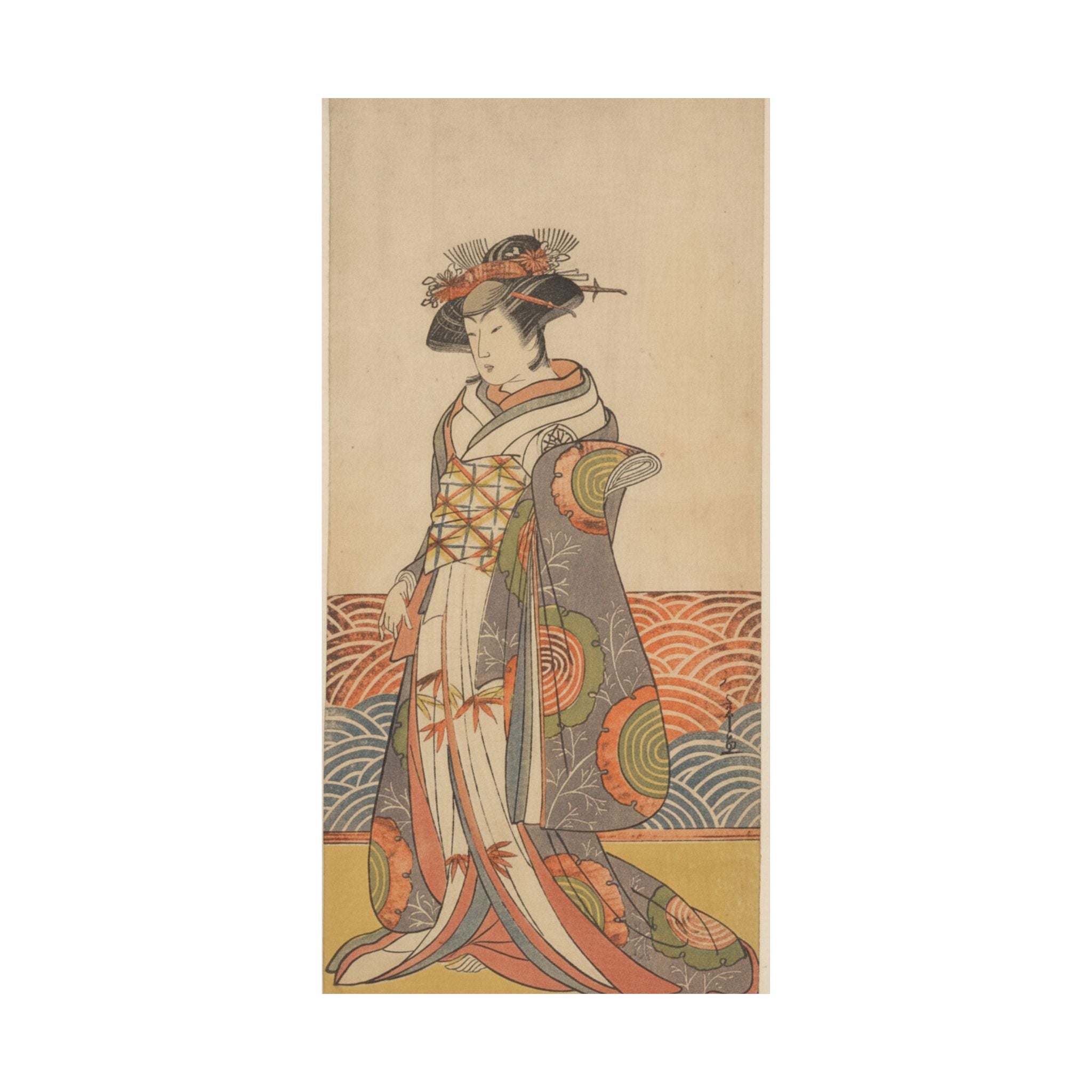 Product Marketing — The Third Segawa Kikunojo As A Woman Standing In A Room Having A Wave-Pattern Da — Matte Poster