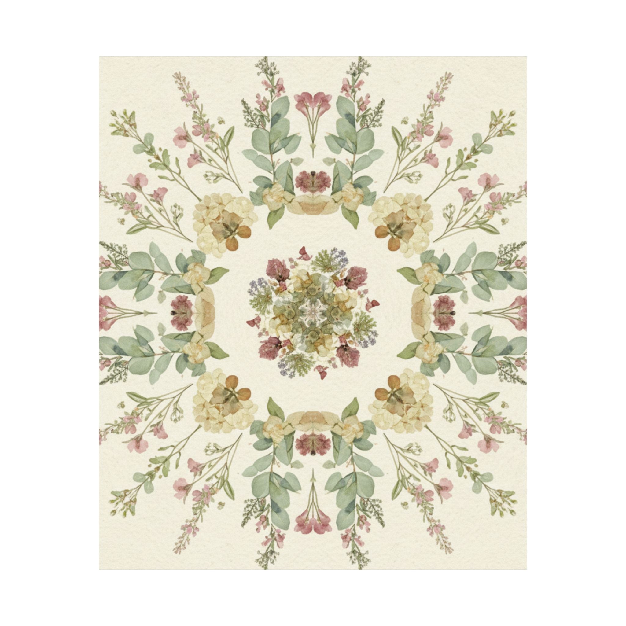 Pressed Wildflower Symmetry Cottagecore Botanical Poster