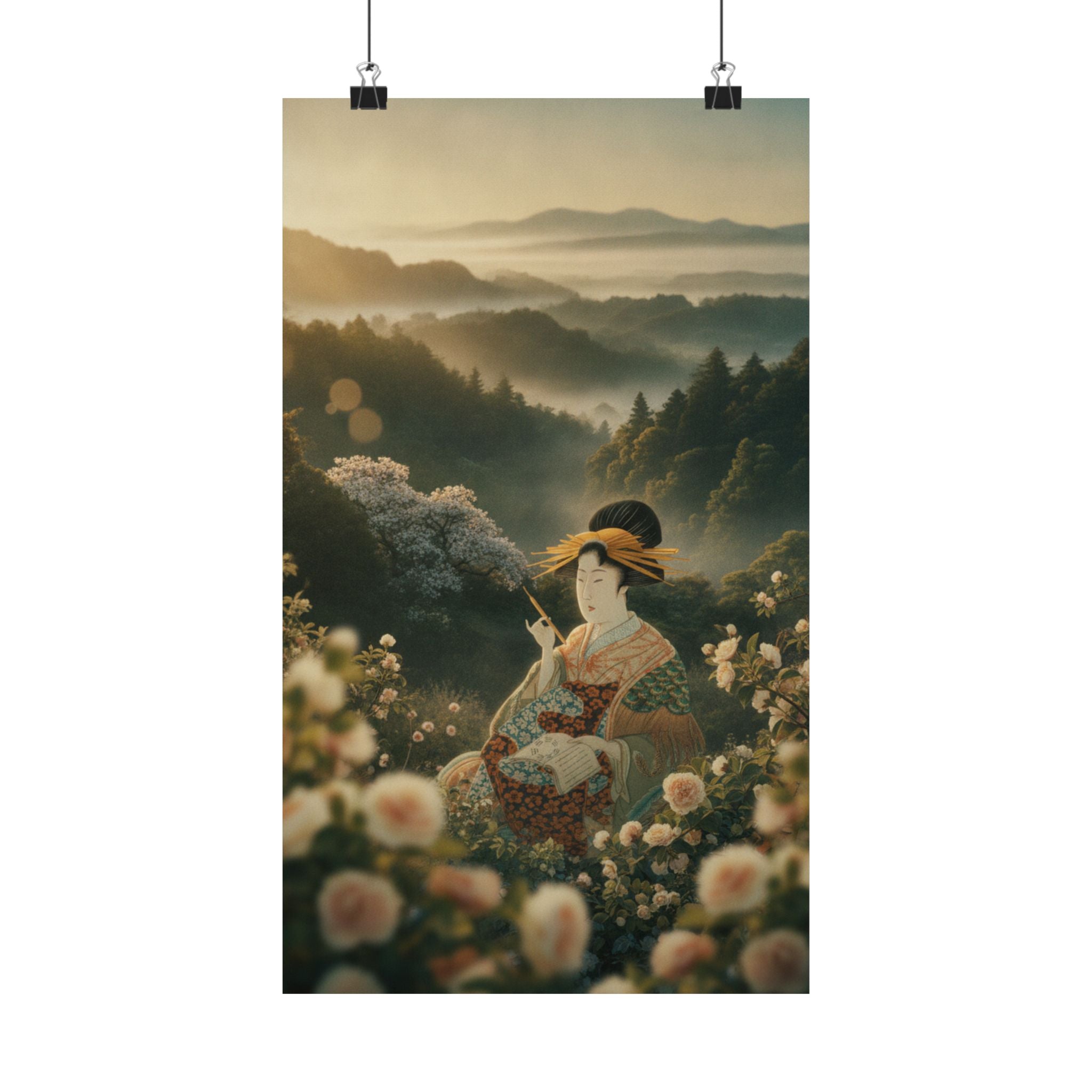 Scenic Nature — Courtesan With Book And Hair-Pin — Matte Poster