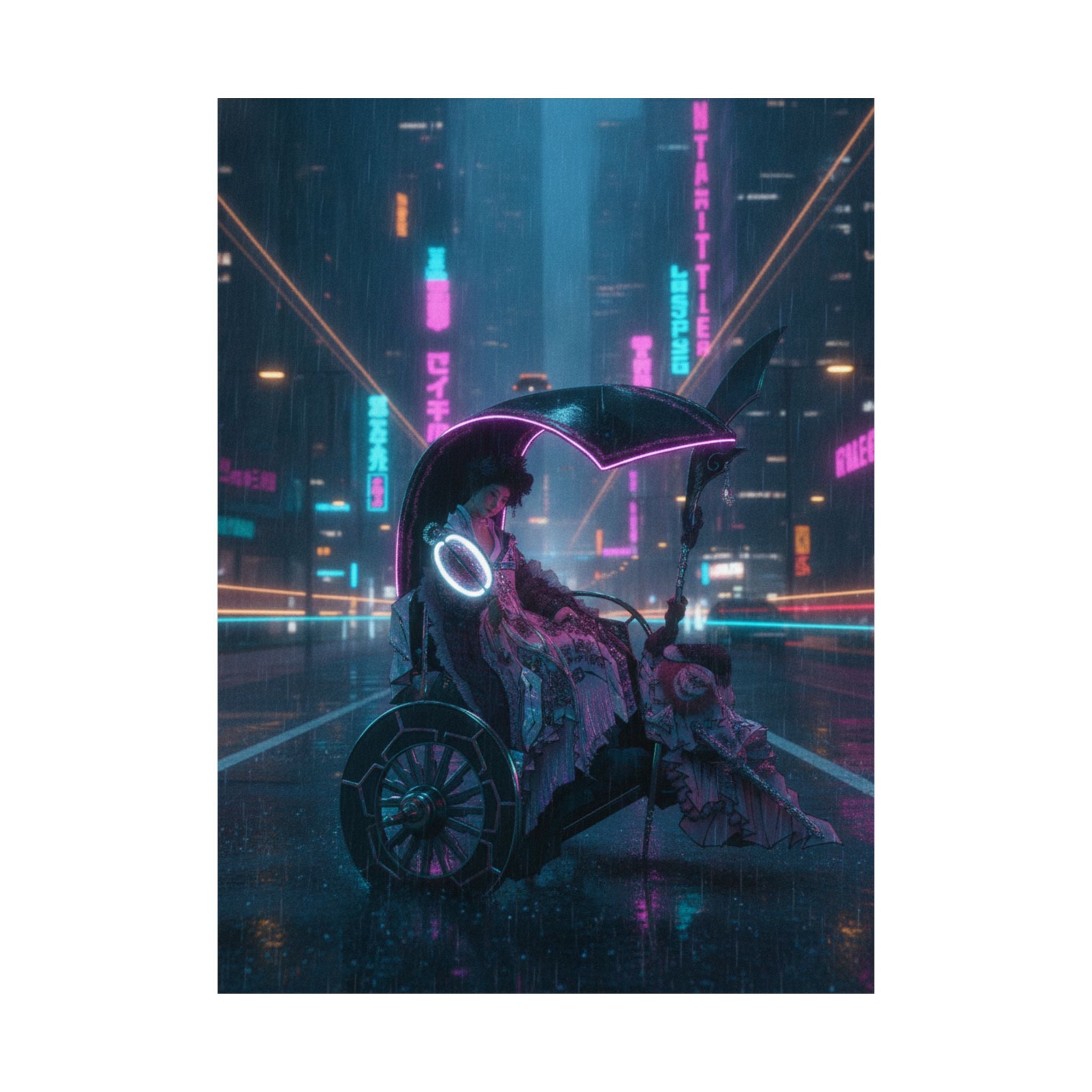 Neon Noir — Lady In A Chariot — Matte Poster