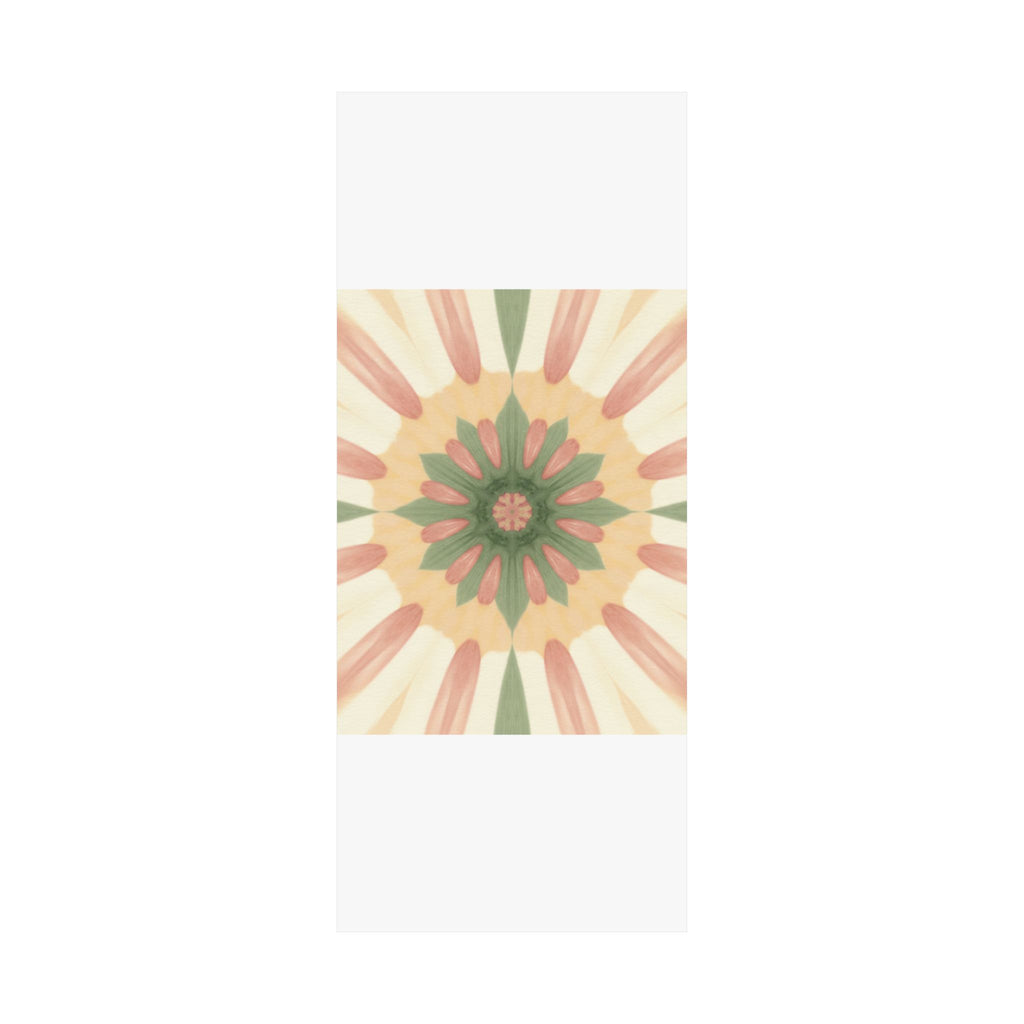 Peach and Sage Floral Kaleidoscope Mandala Poster