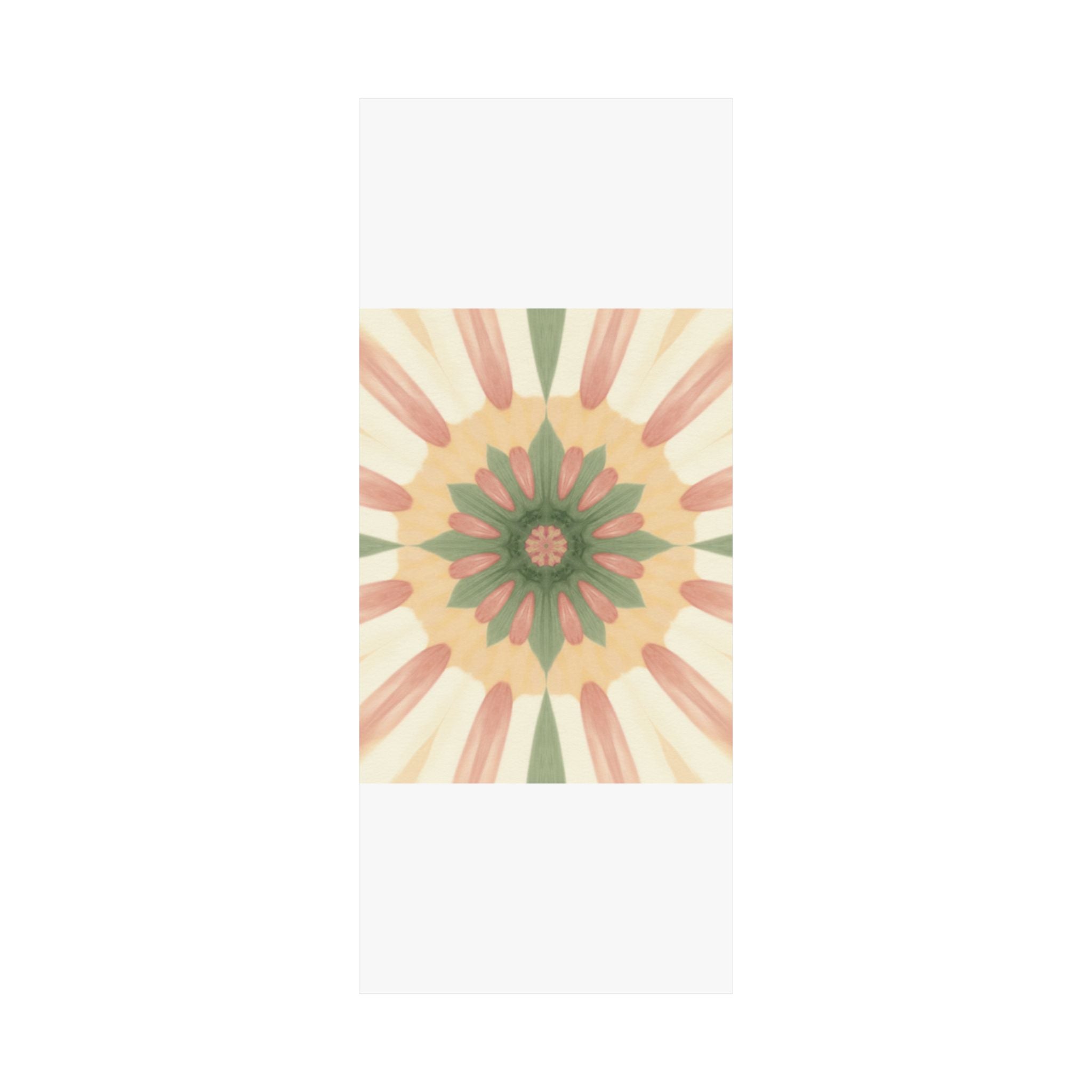 Peach and Sage Floral Kaleidoscope Mandala Poster