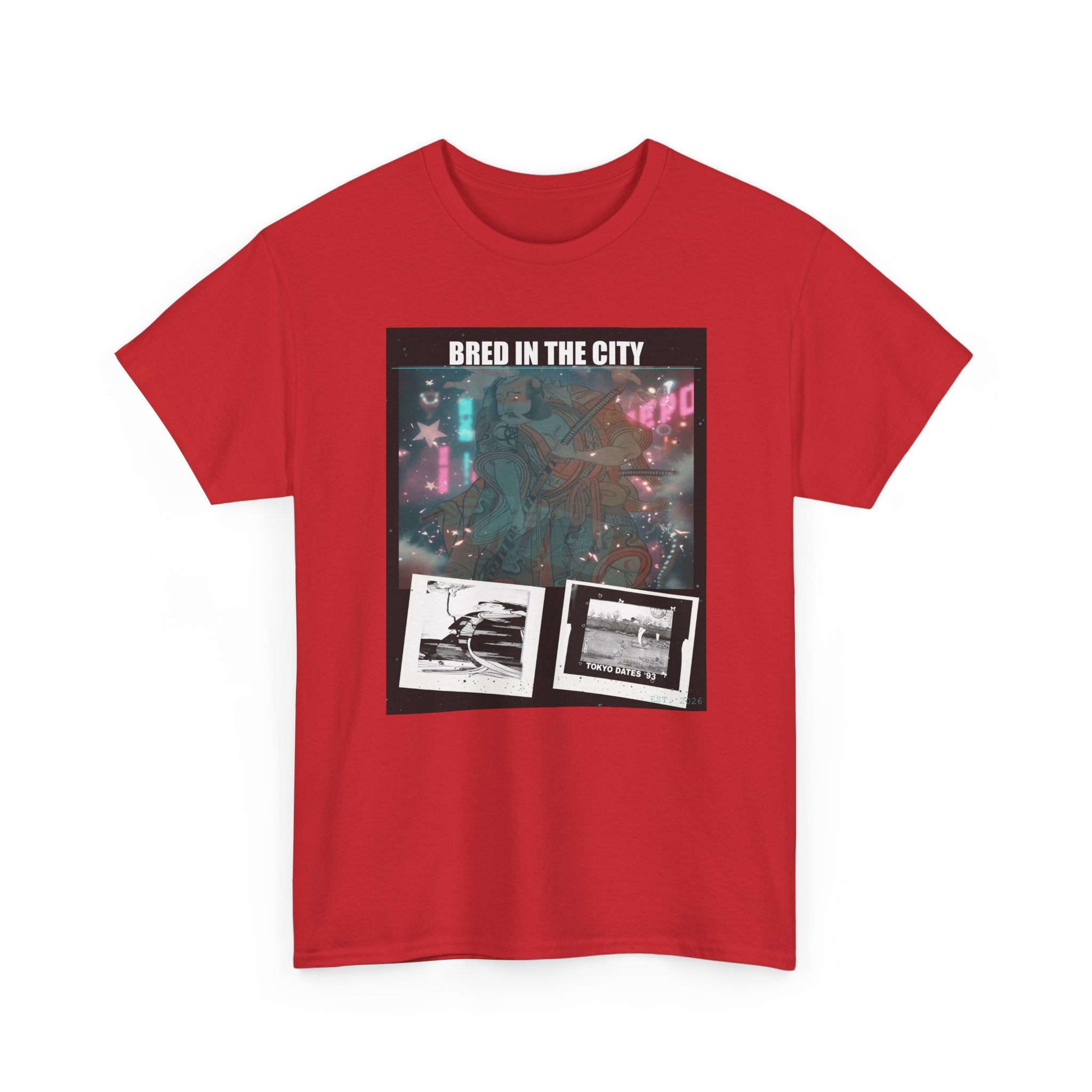 BRED IN THE CITY Neon Night Photo Collage Graphic Tee