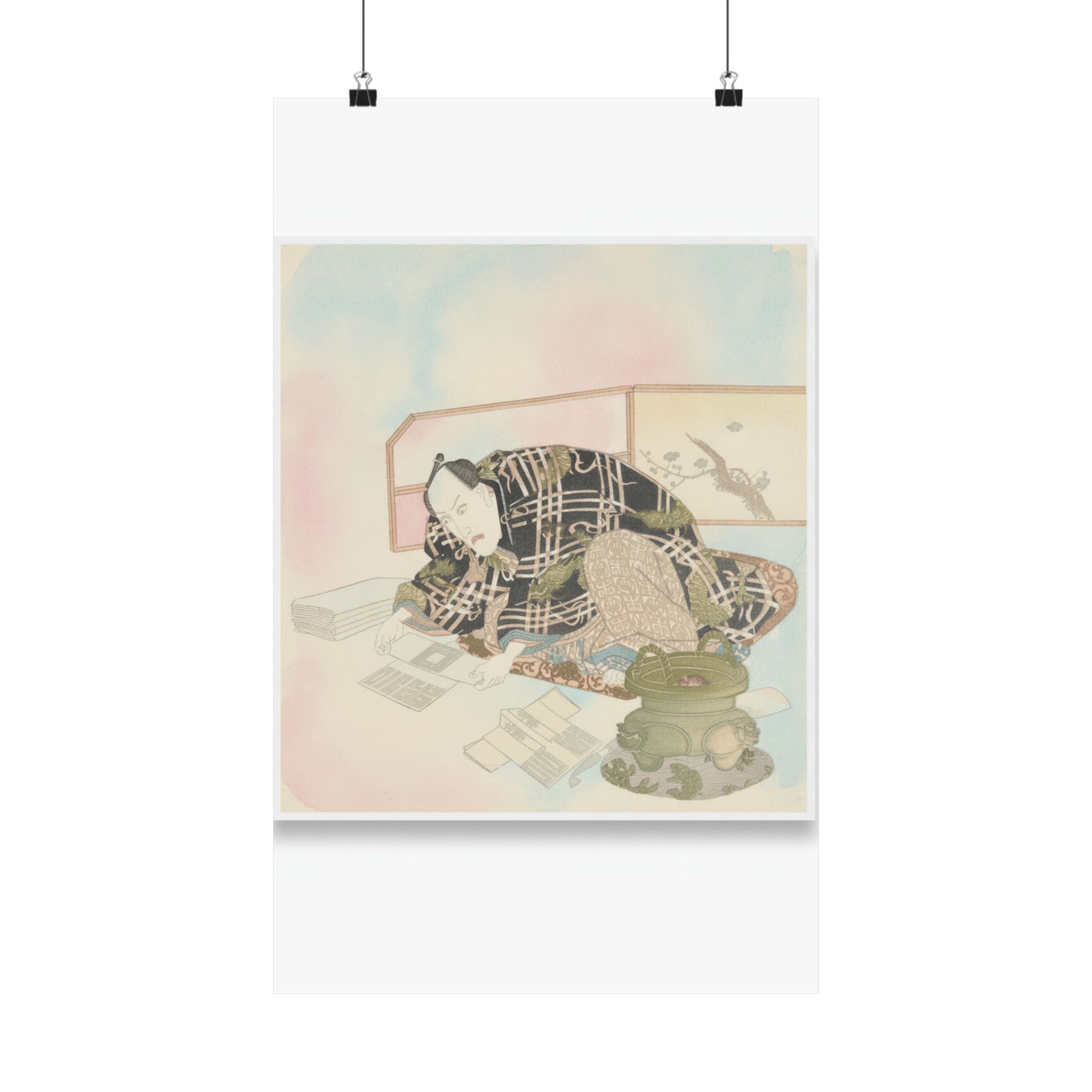 Watercolor — Ichikawa Danjūrō Vii Preparing New Year'S Gifts — Matte Poster