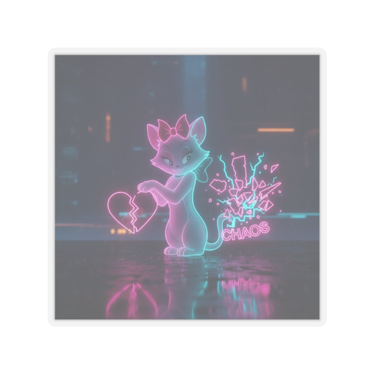Neon Noir — Cat — Kiss-Cut Sticker