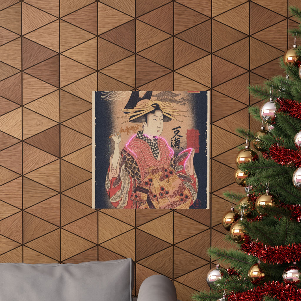 Japanese Street — Courtesan With Branch Of Seri — Matte Poster