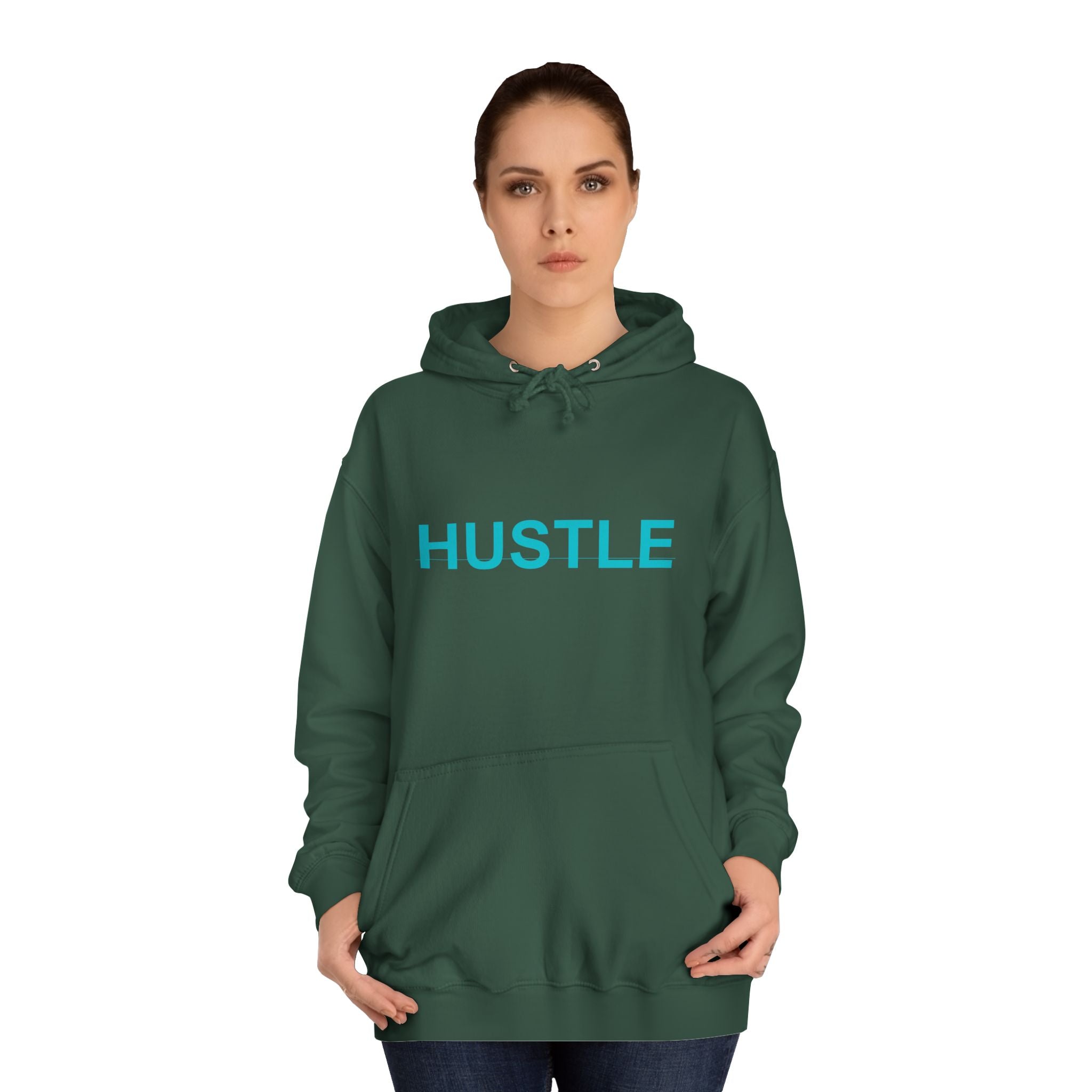 HUSTLE Bold Turquoise Wordmark Minimal Hoodie