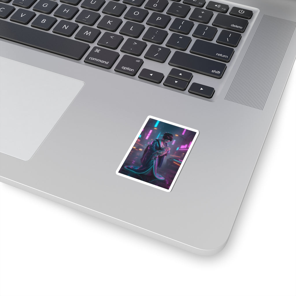 Neon Noir — Young Mother Nursing Her Baby — Kiss-Cut Sticker