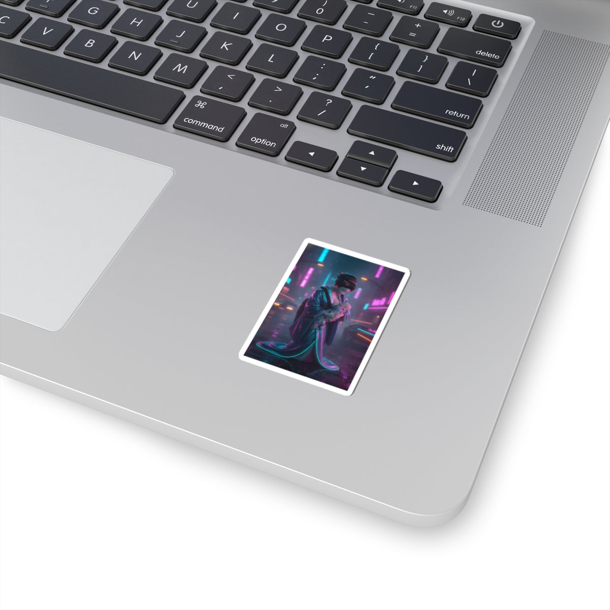 Neon Noir — Young Mother Nursing Her Baby — Kiss-Cut Sticker